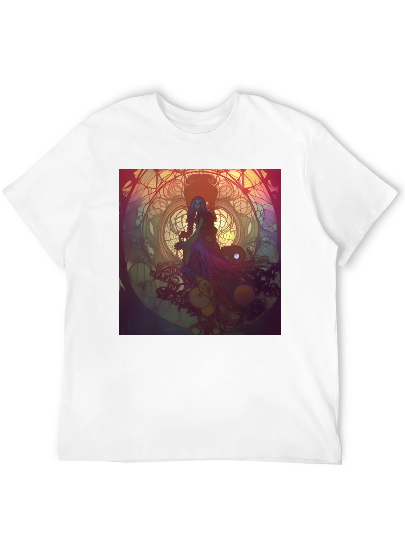 Black T-Shirt with Artistic Woman Design