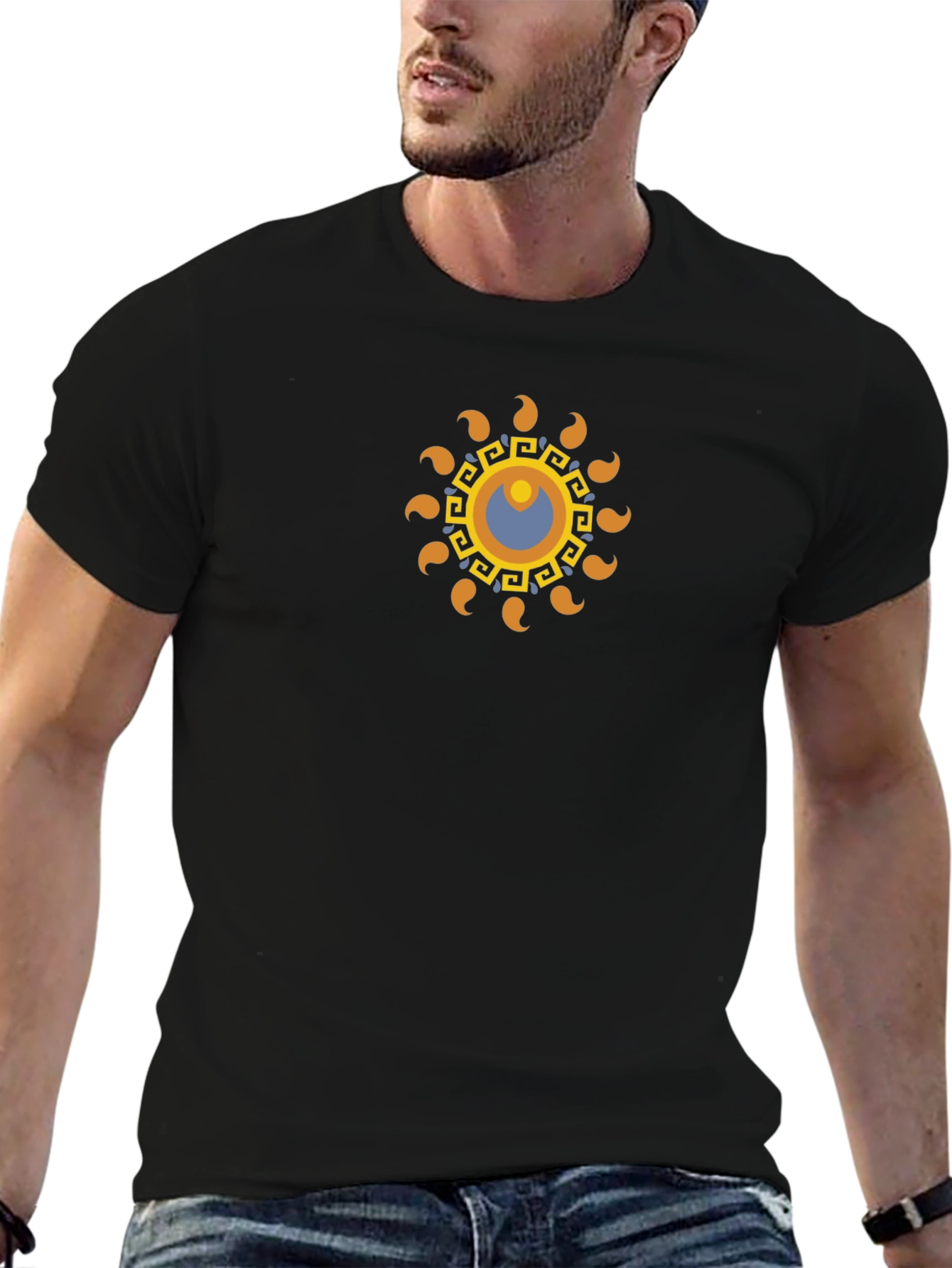 Stylish Graphic Print Black T-Shirt