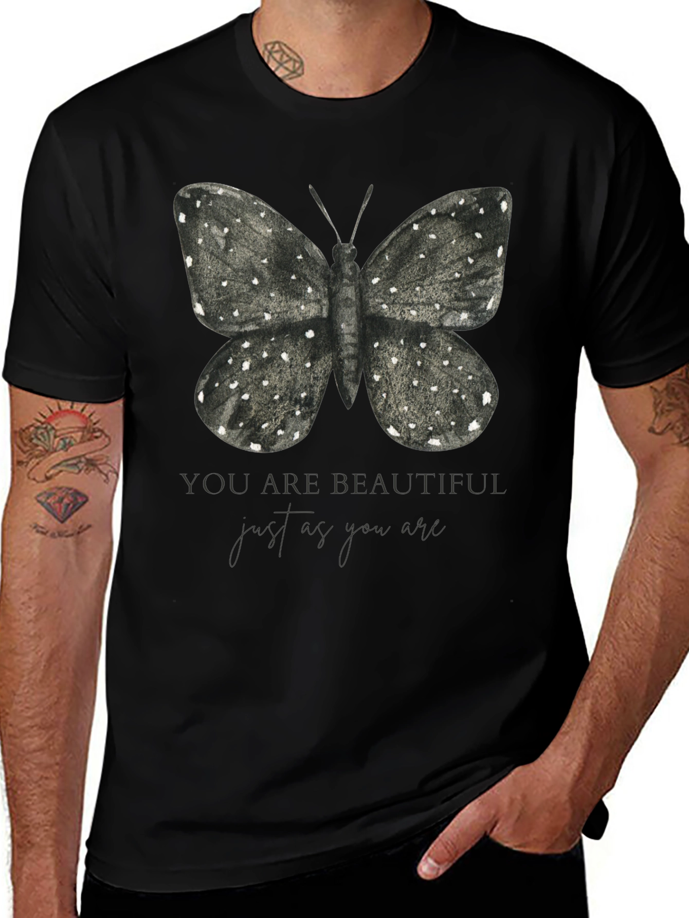 Butterfly Graphic T-Shirt - You Are Beautiful Design