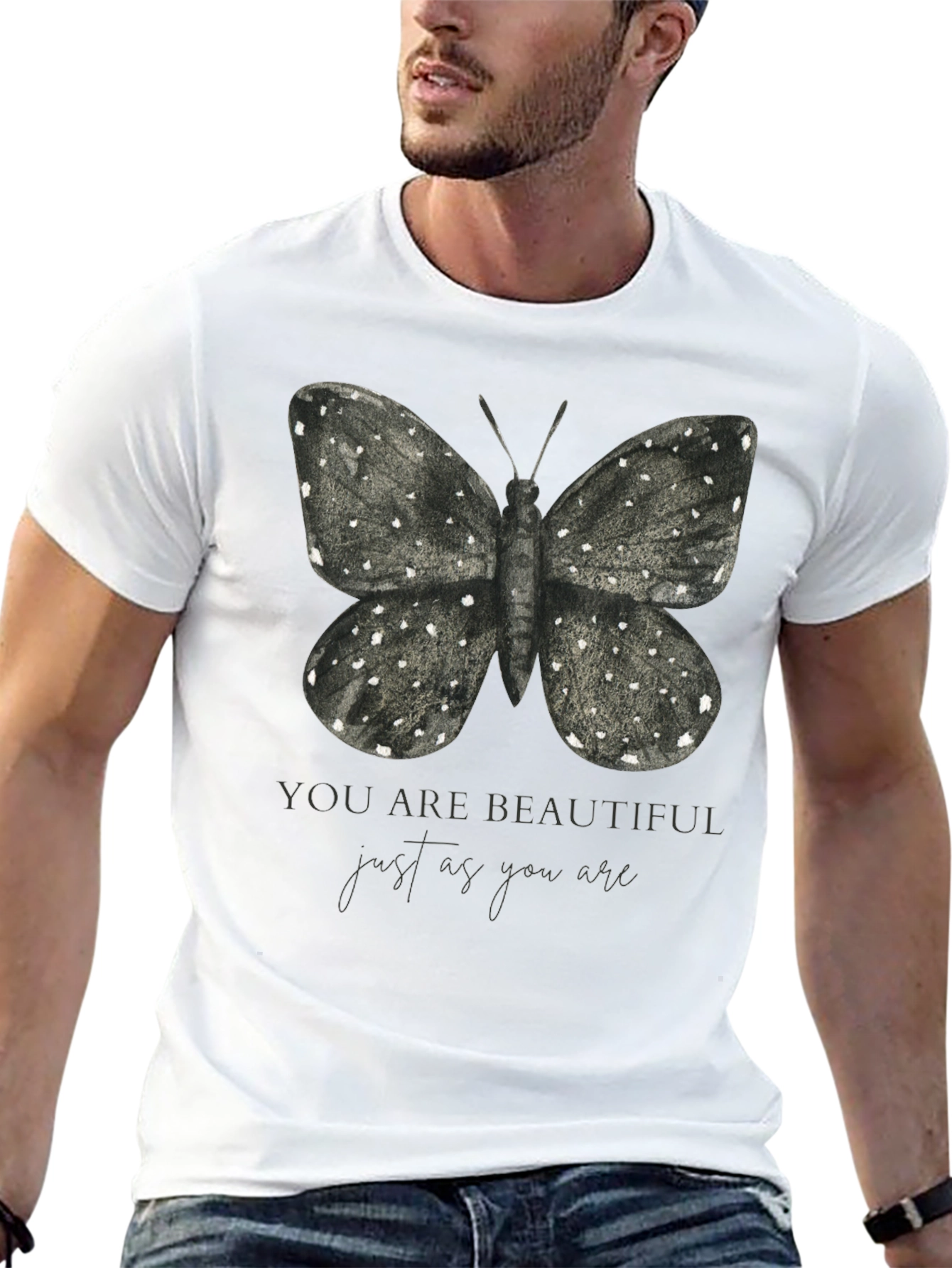 Butterfly Graphic T-Shirt - You Are Beautiful Design