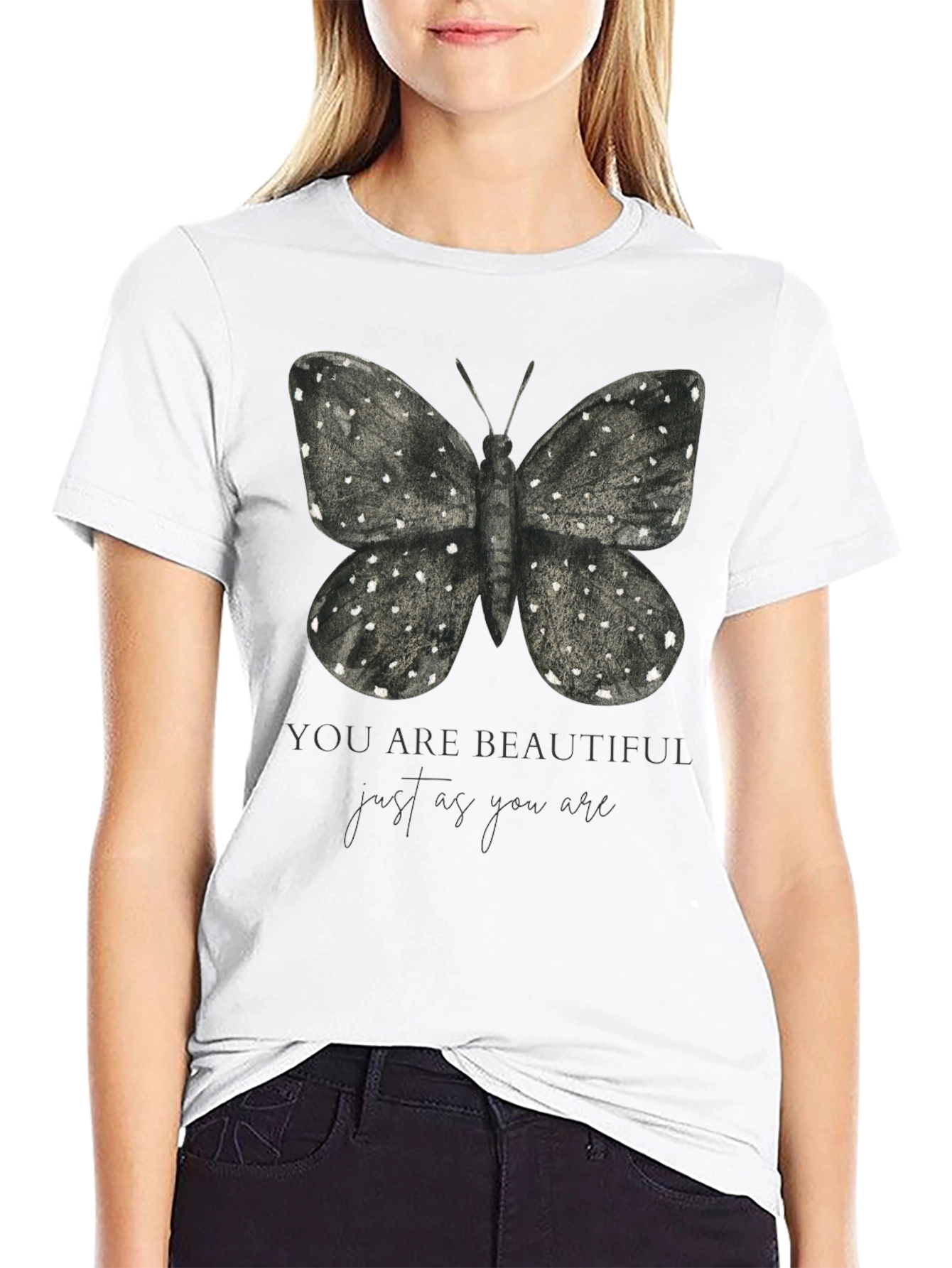 Butterfly Graphic T-Shirt - You Are Beautiful Design