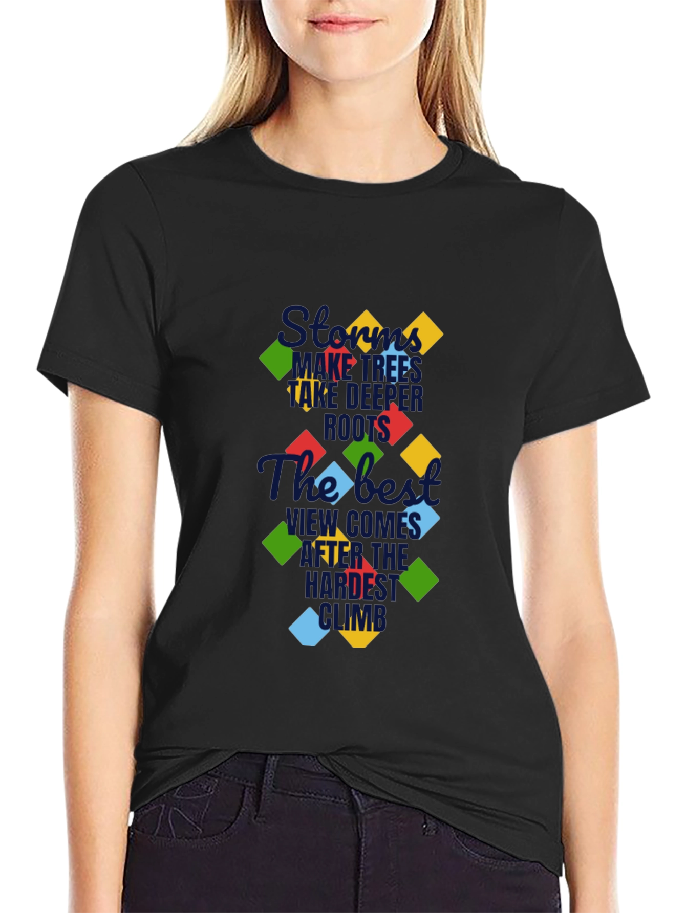 Motivational Graphic Print Black Tee
