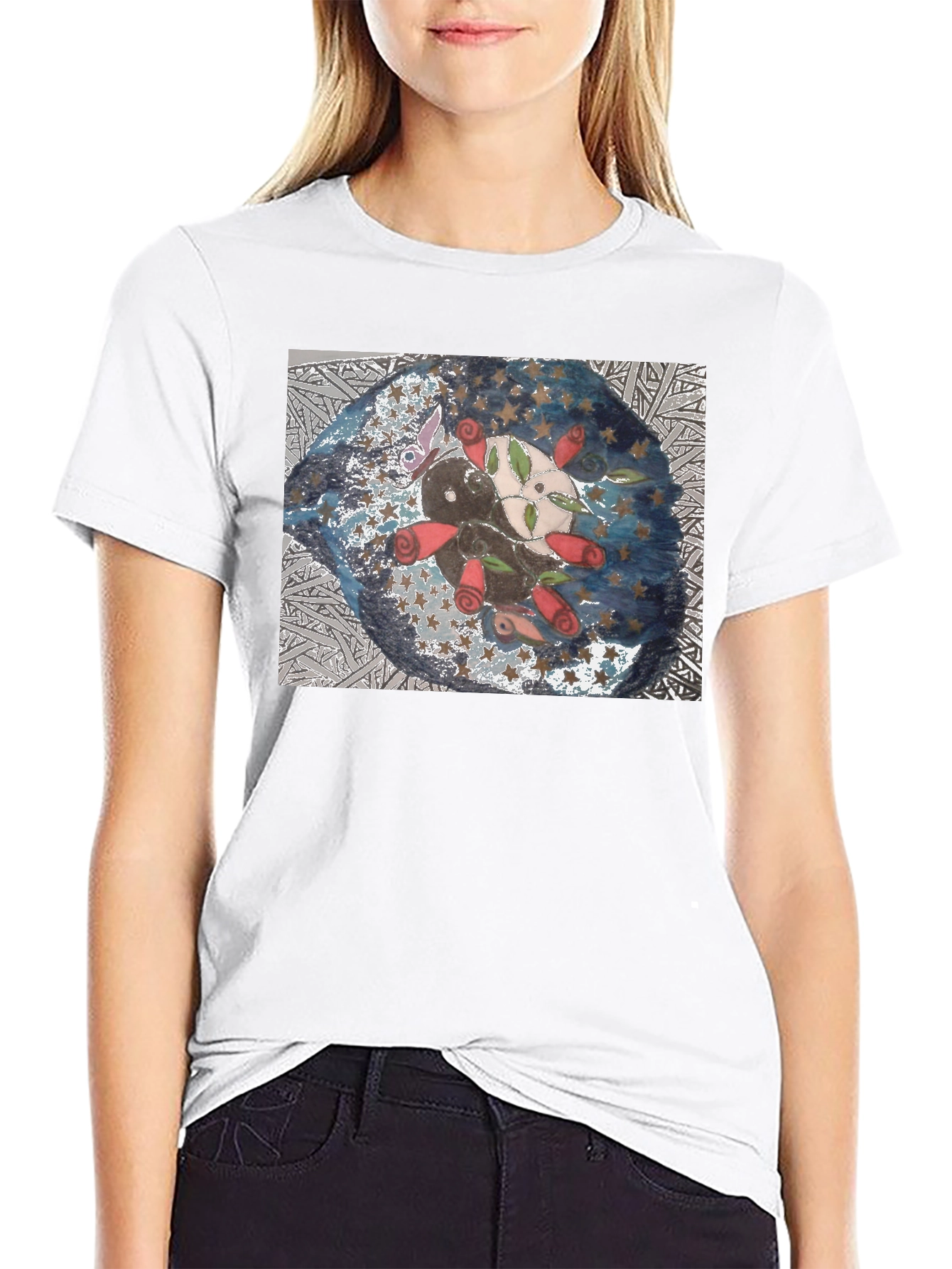Artistic Axolotl Roses Graphic T-Shirt
