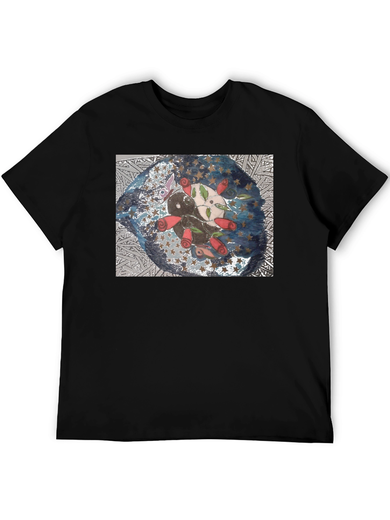 Artistic Axolotl Roses Graphic T-Shirt