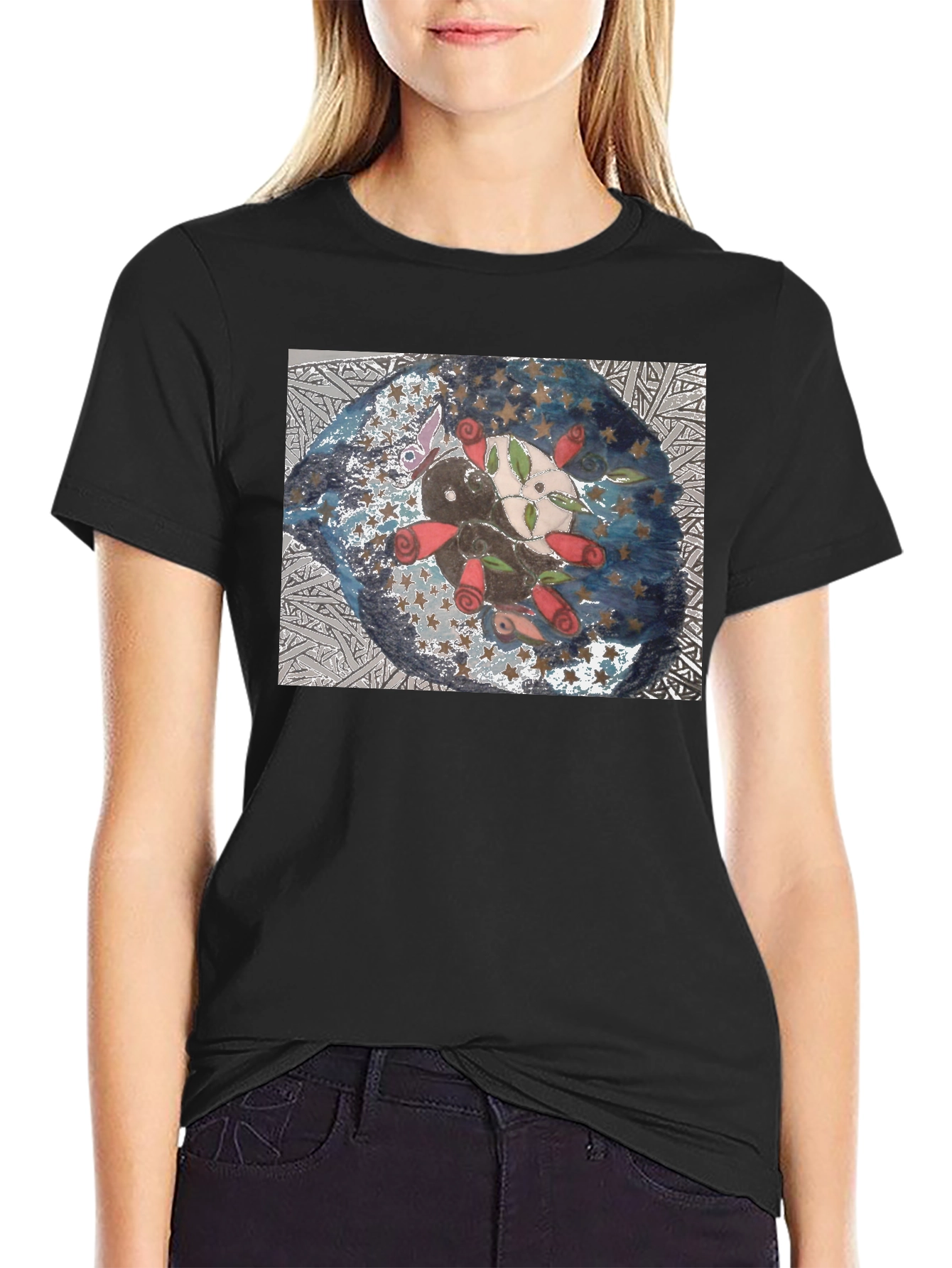 Artistic Axolotl Roses Graphic T-Shirt