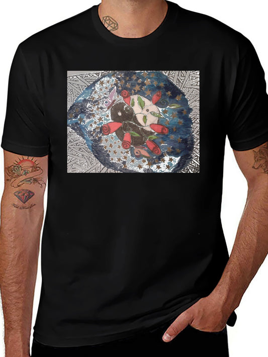 Artistic Axolotl Roses Graphic T-Shirt