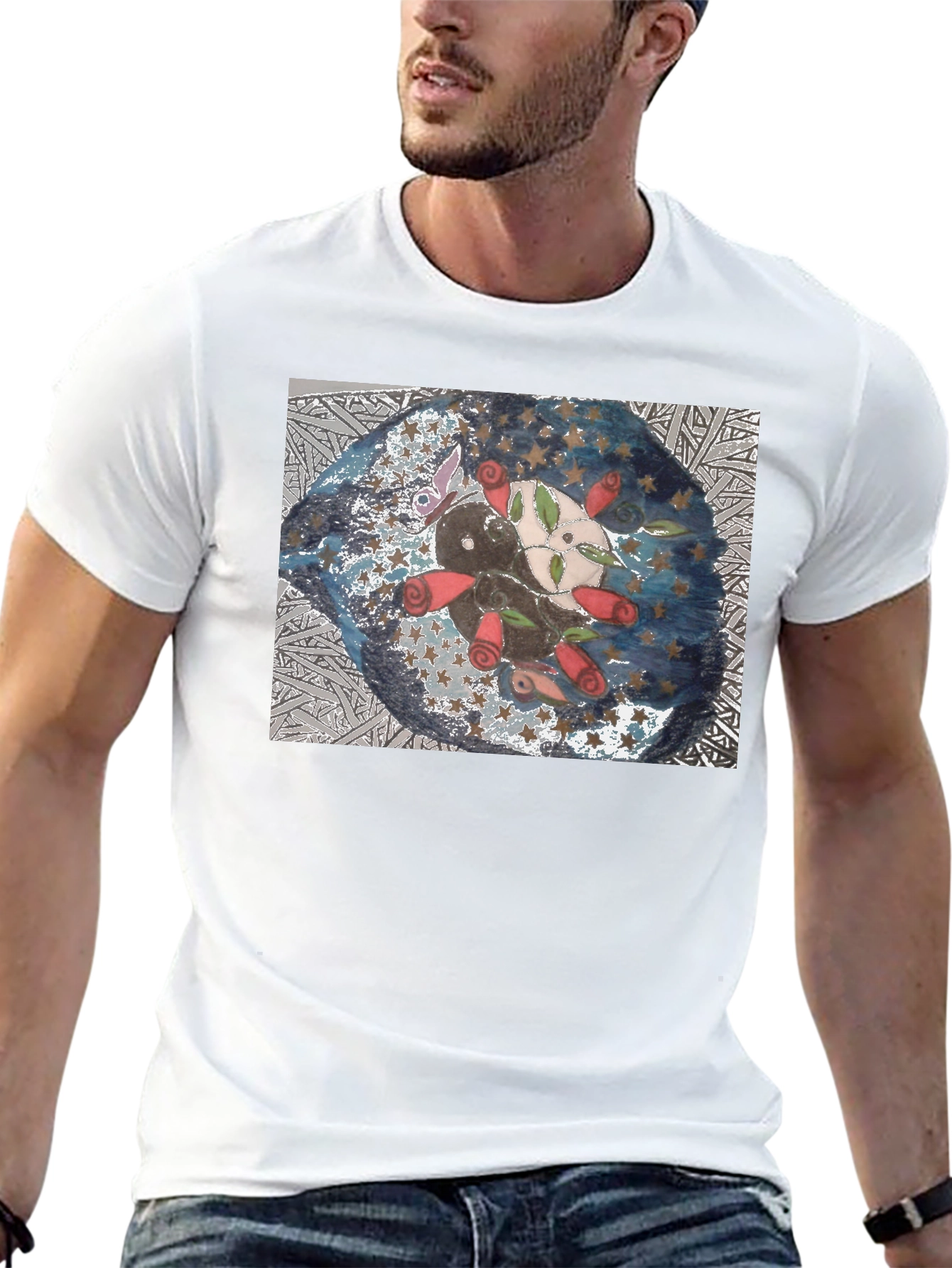 Artistic Axolotl Roses Graphic T-Shirt