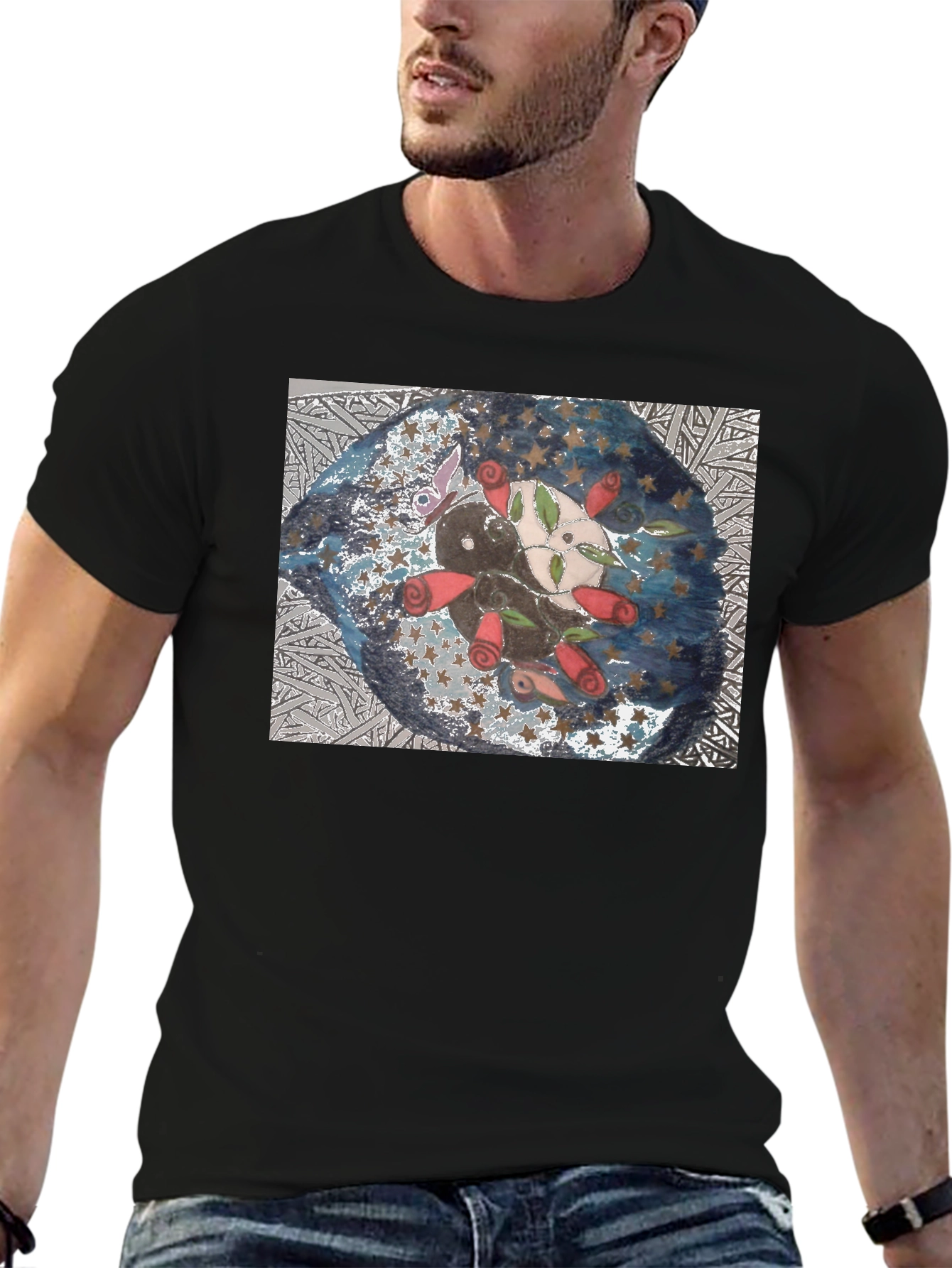 Artistic Axolotl Roses Graphic T-Shirt