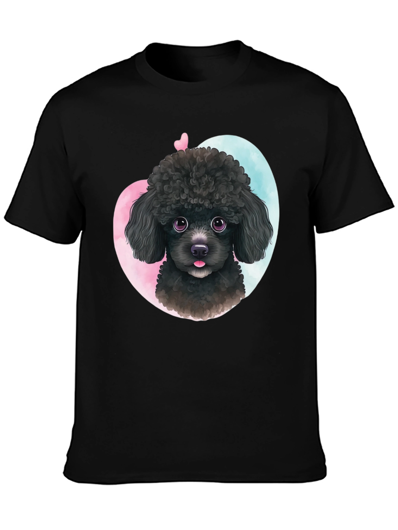 Cute Poodle Heart T-Shirt - Black
