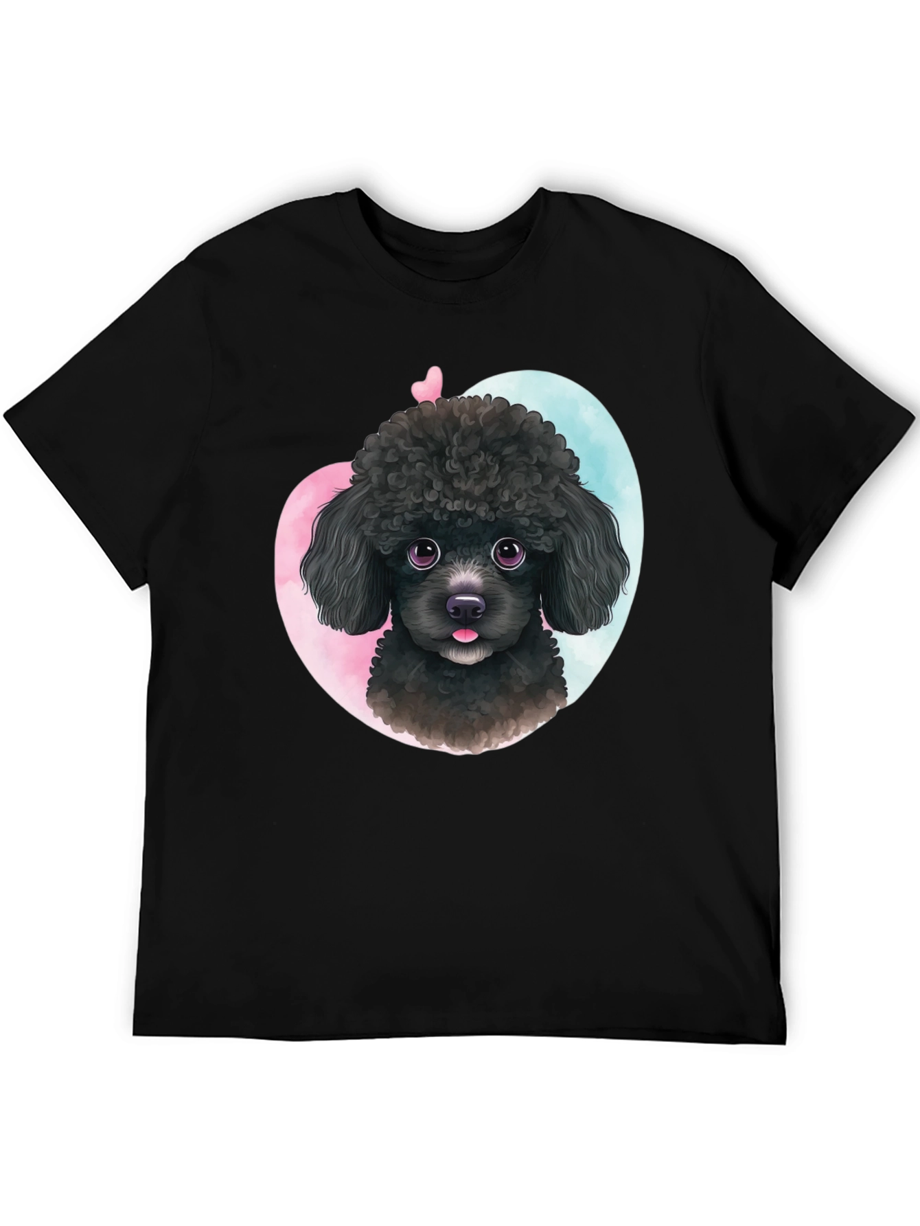 Cute Poodle Heart T-Shirt - Black