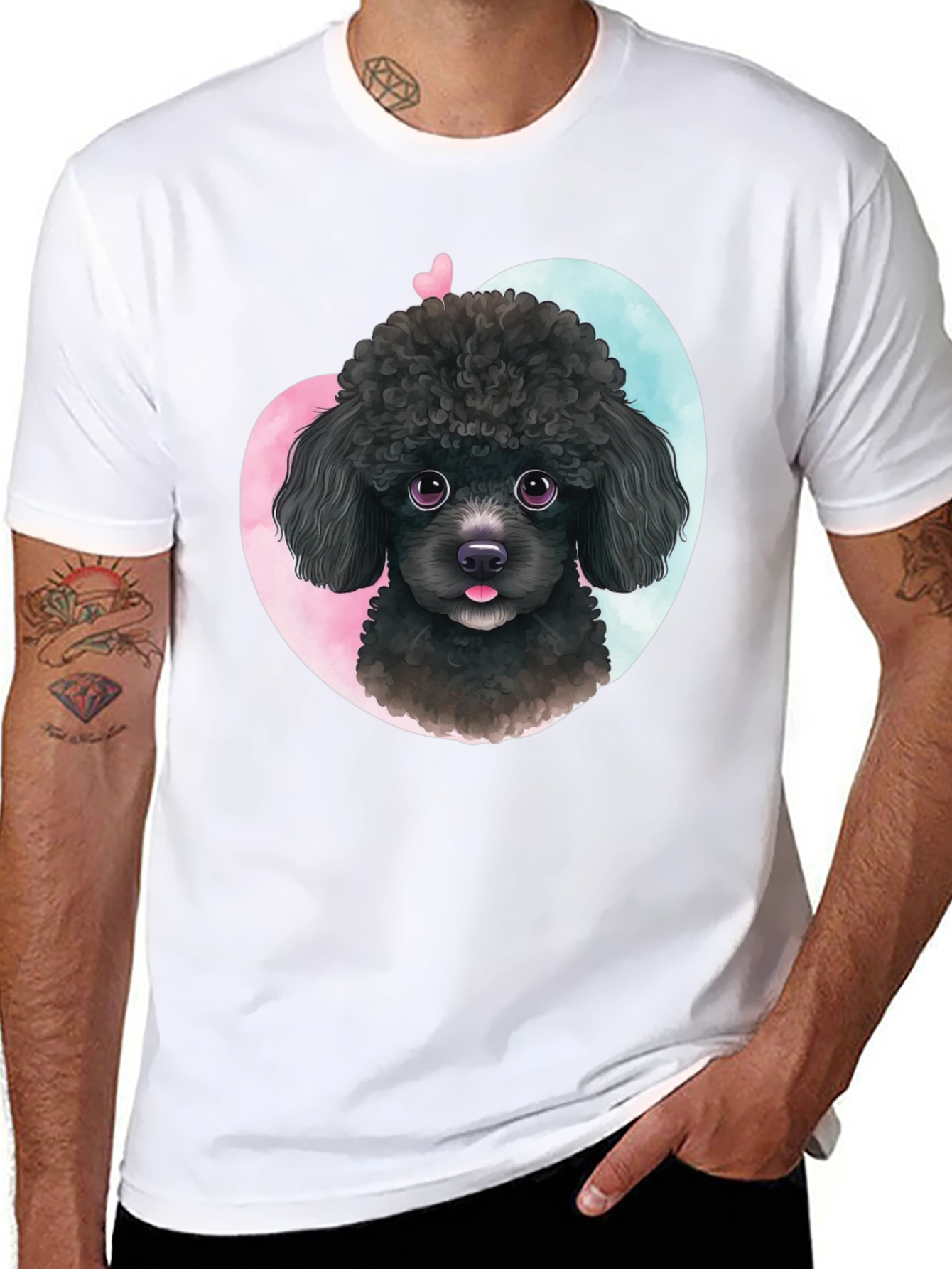 Cute Poodle Heart T-Shirt - Black