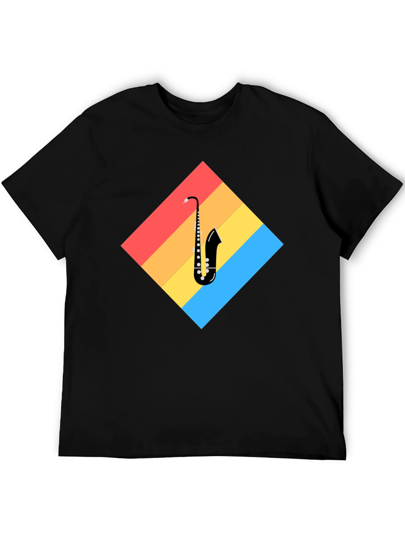 Saxophone Retro Graphic T-Shirt - Black