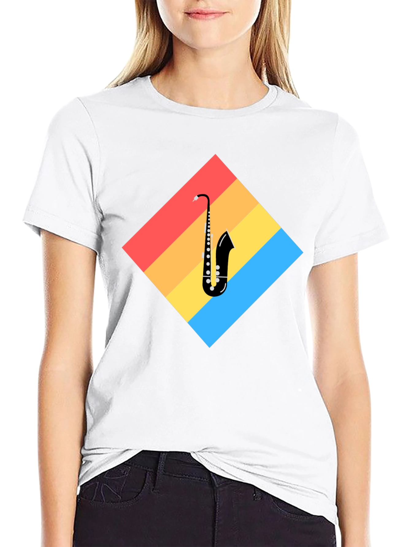 Saxophone Retro Graphic T-Shirt - Black