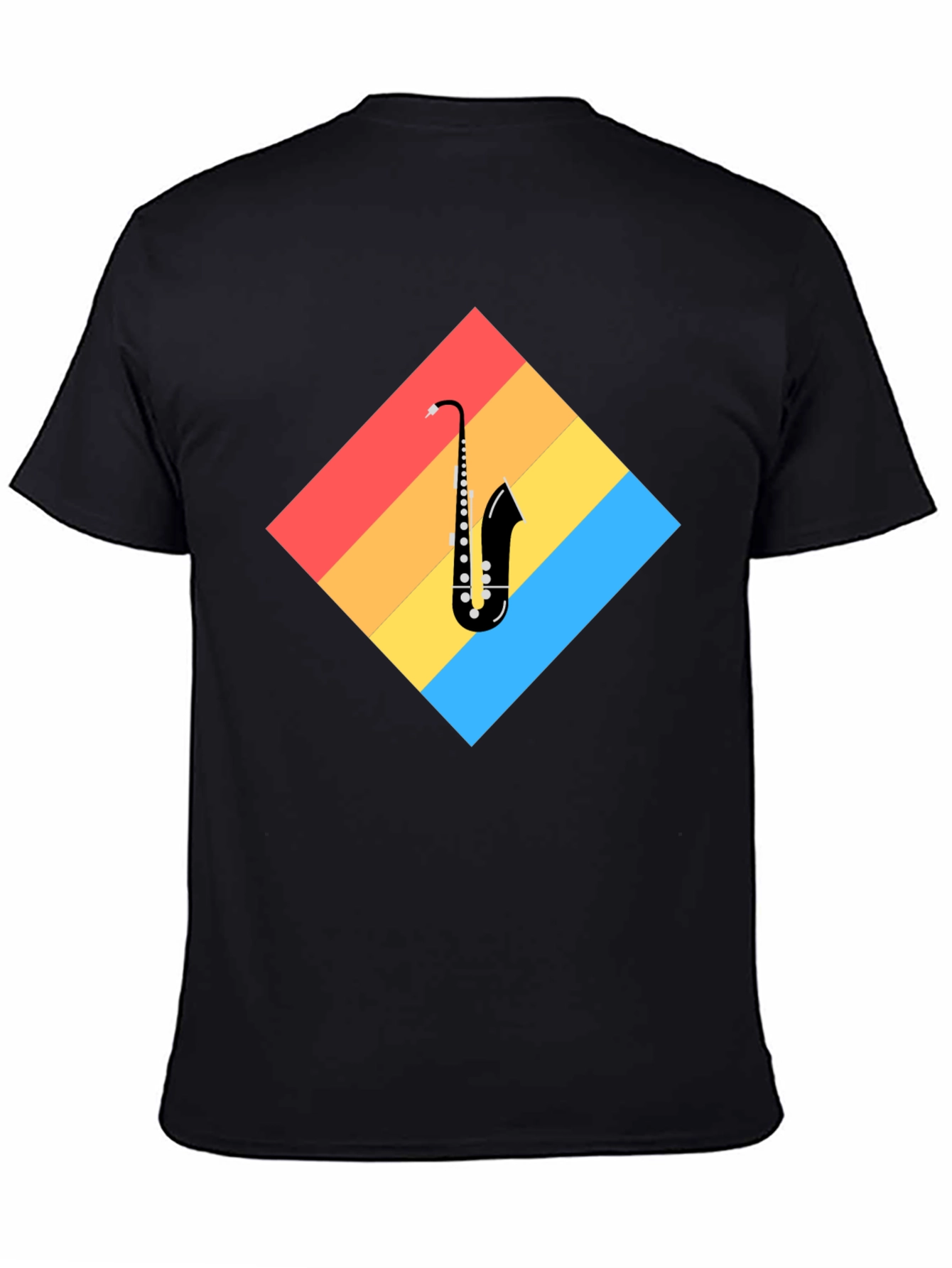 Saxophone Retro Graphic T-Shirt - Black
