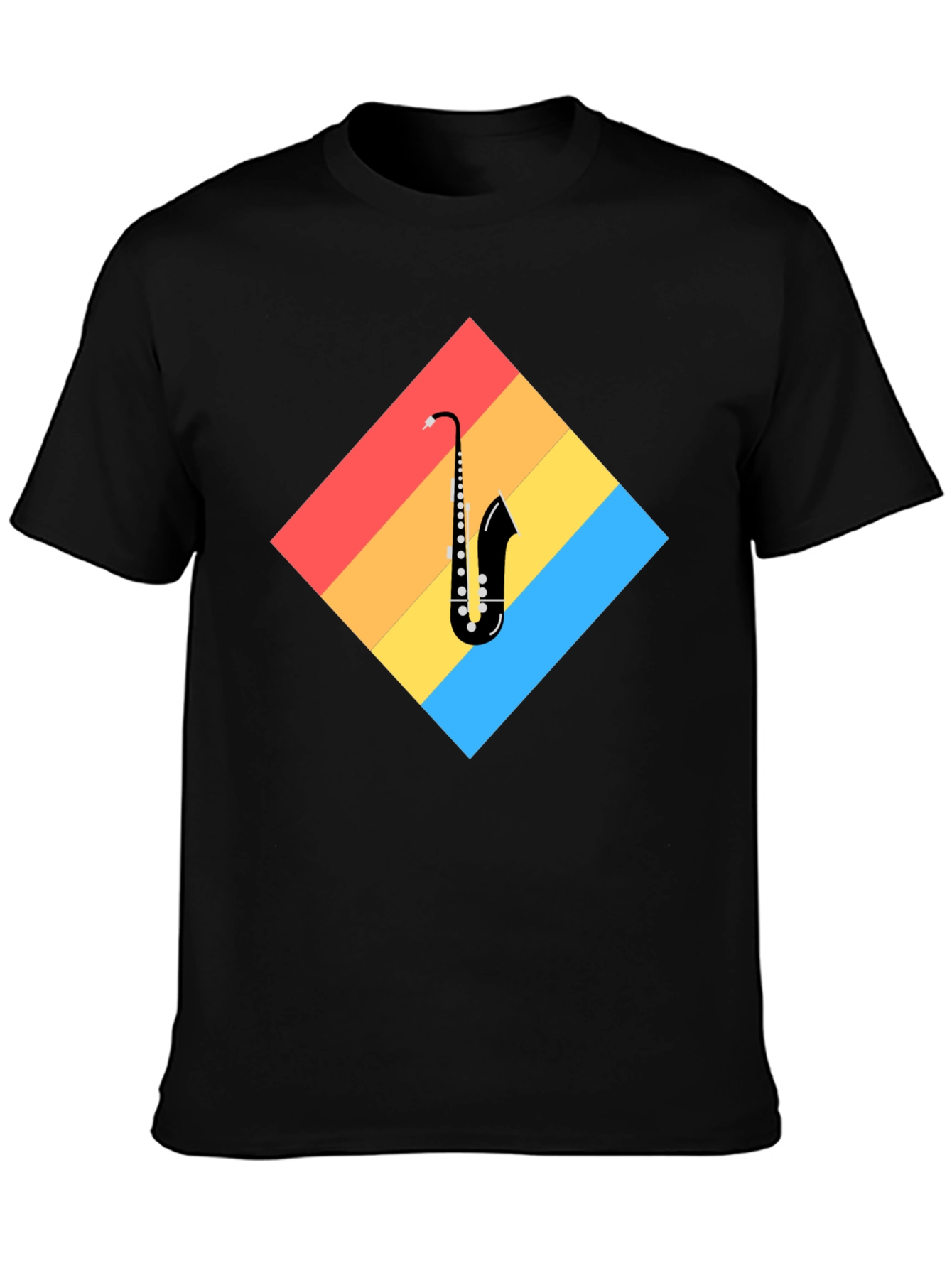 Saxophone Retro Graphic T-Shirt - Black