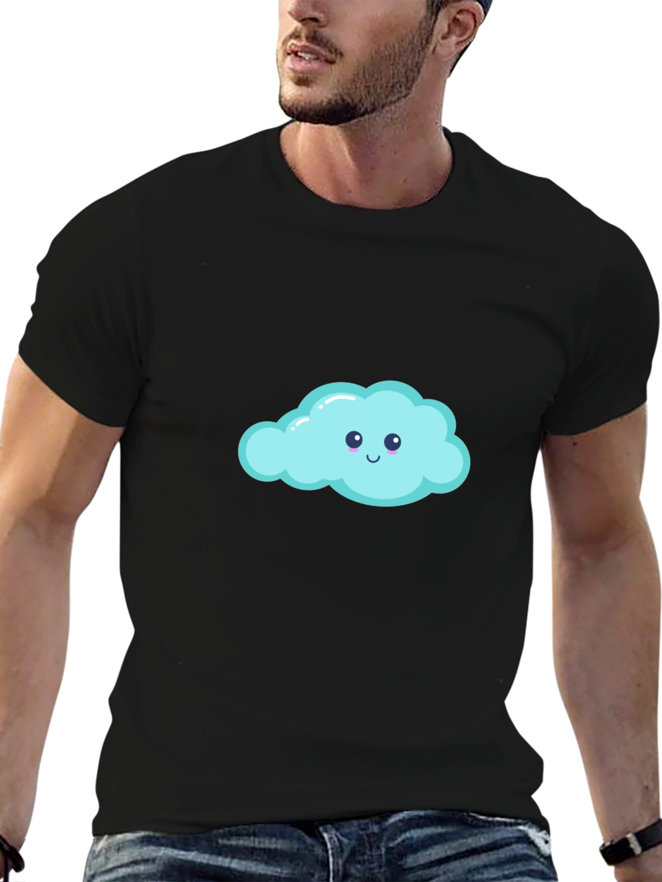 Cute Cloud Graphic Black T-Shirt