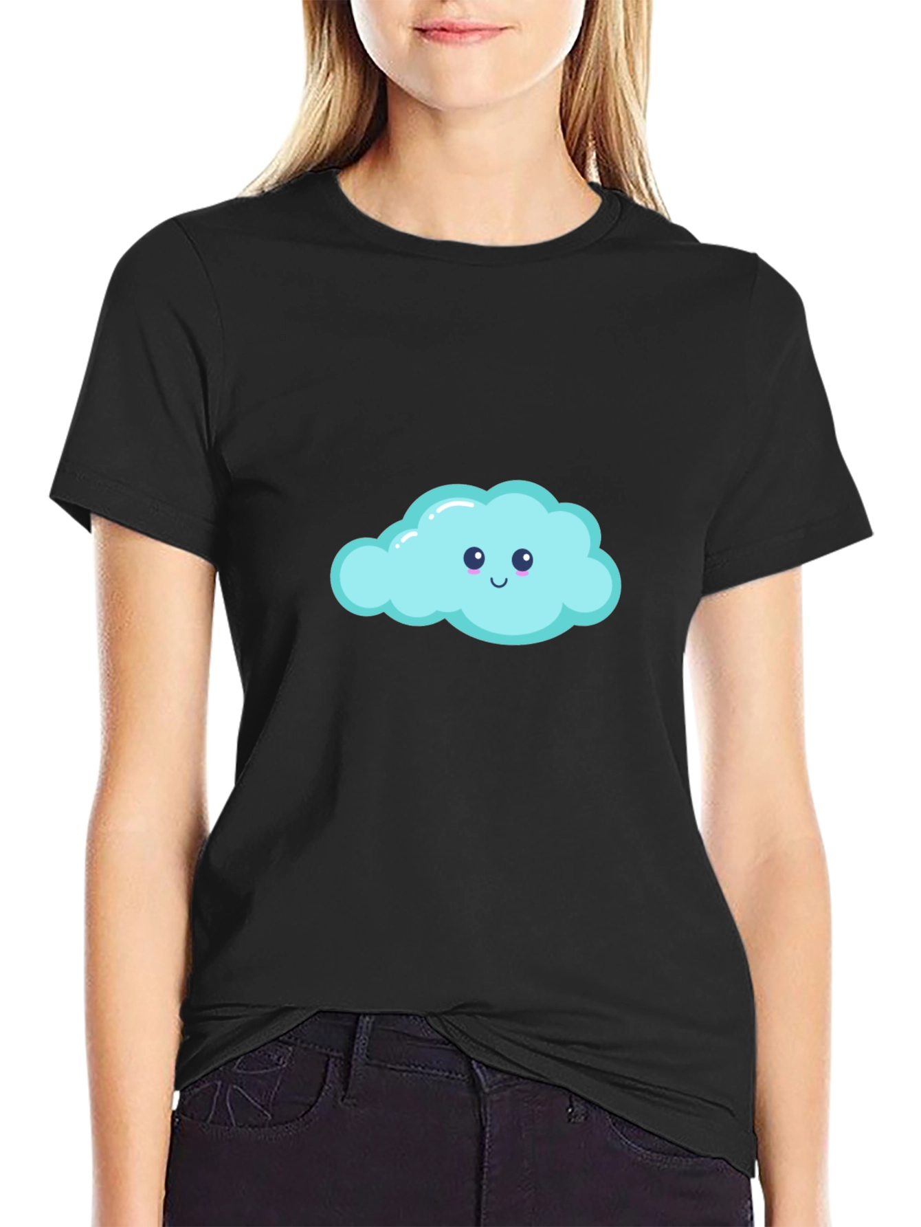 Cute Cloud Graphic Black T-Shirt