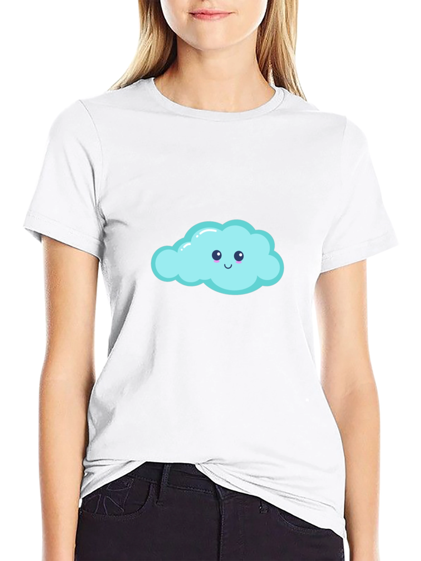Cute Cloud Graphic Black T-Shirt