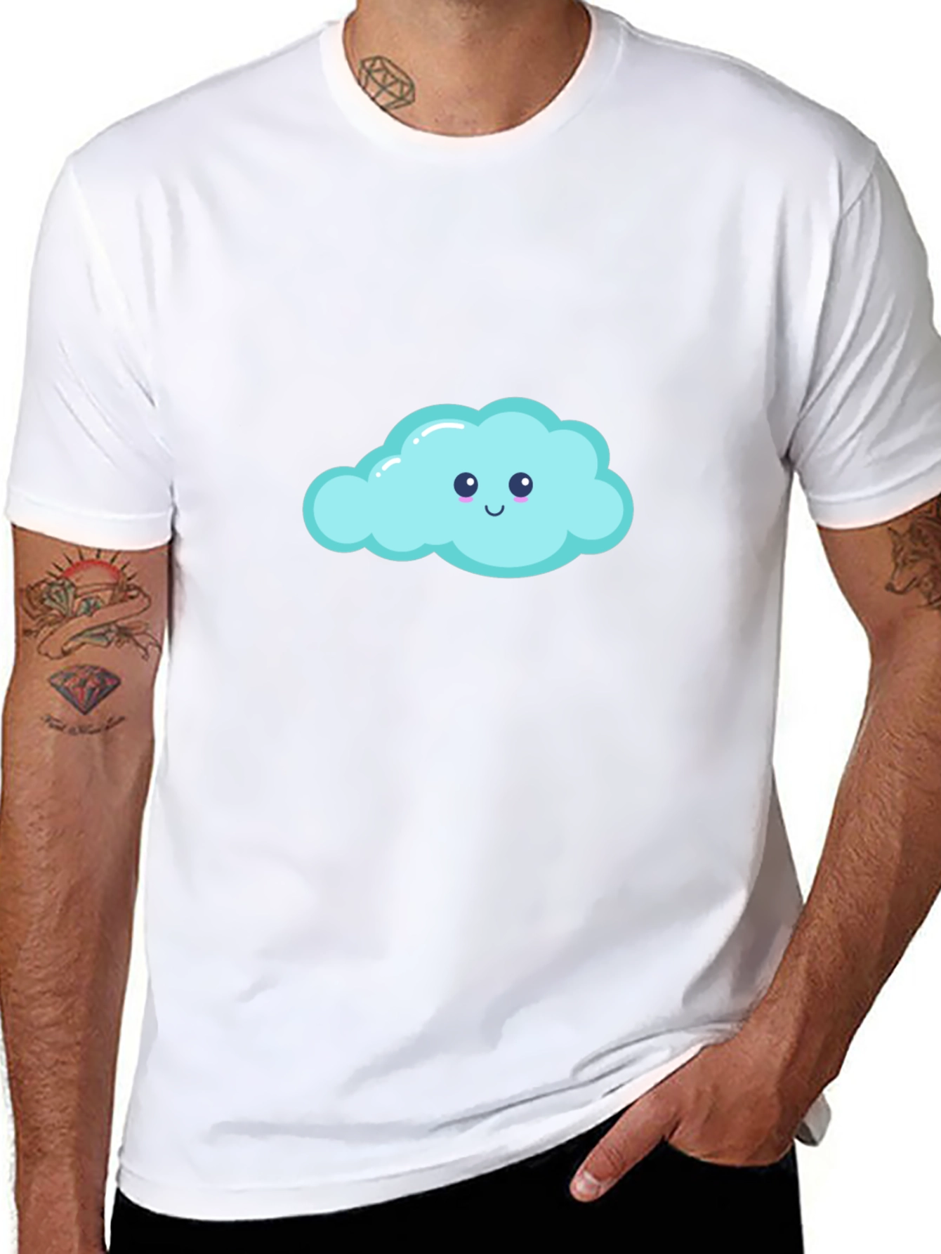 Cute Cloud Graphic Black T-Shirt