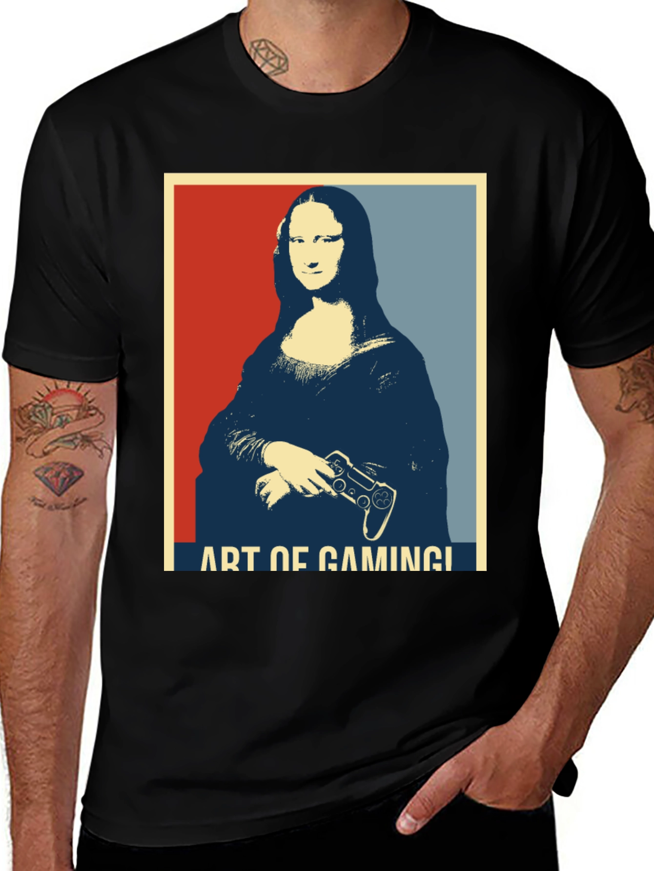 Art of Gaming Mona Lisa Black T-Shirt