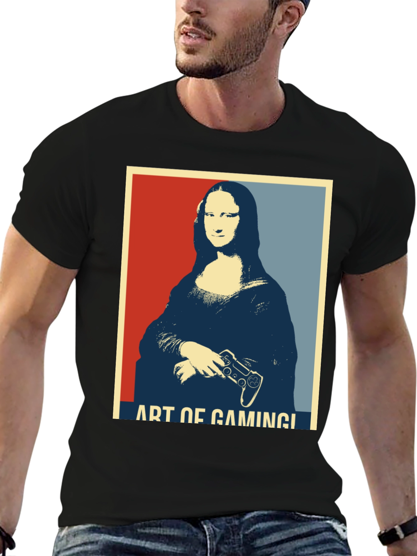 Art of Gaming Mona Lisa Black T-Shirt