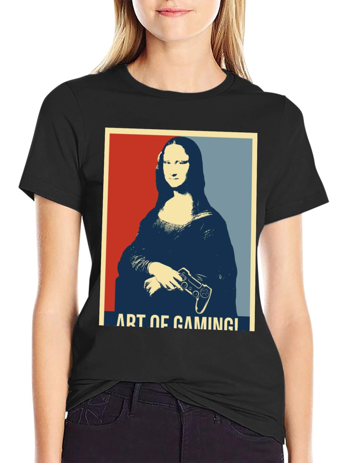 Art of Gaming Mona Lisa Black T-Shirt