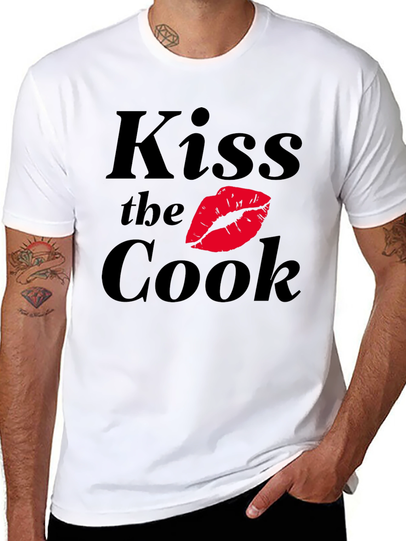 Kiss the Cook Black Graphic T-Shirt