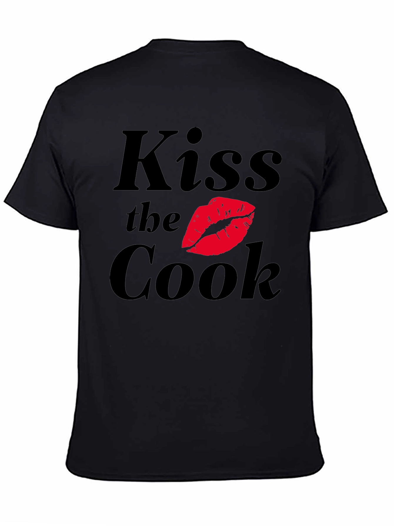 Kiss the Cook Black Graphic T-Shirt