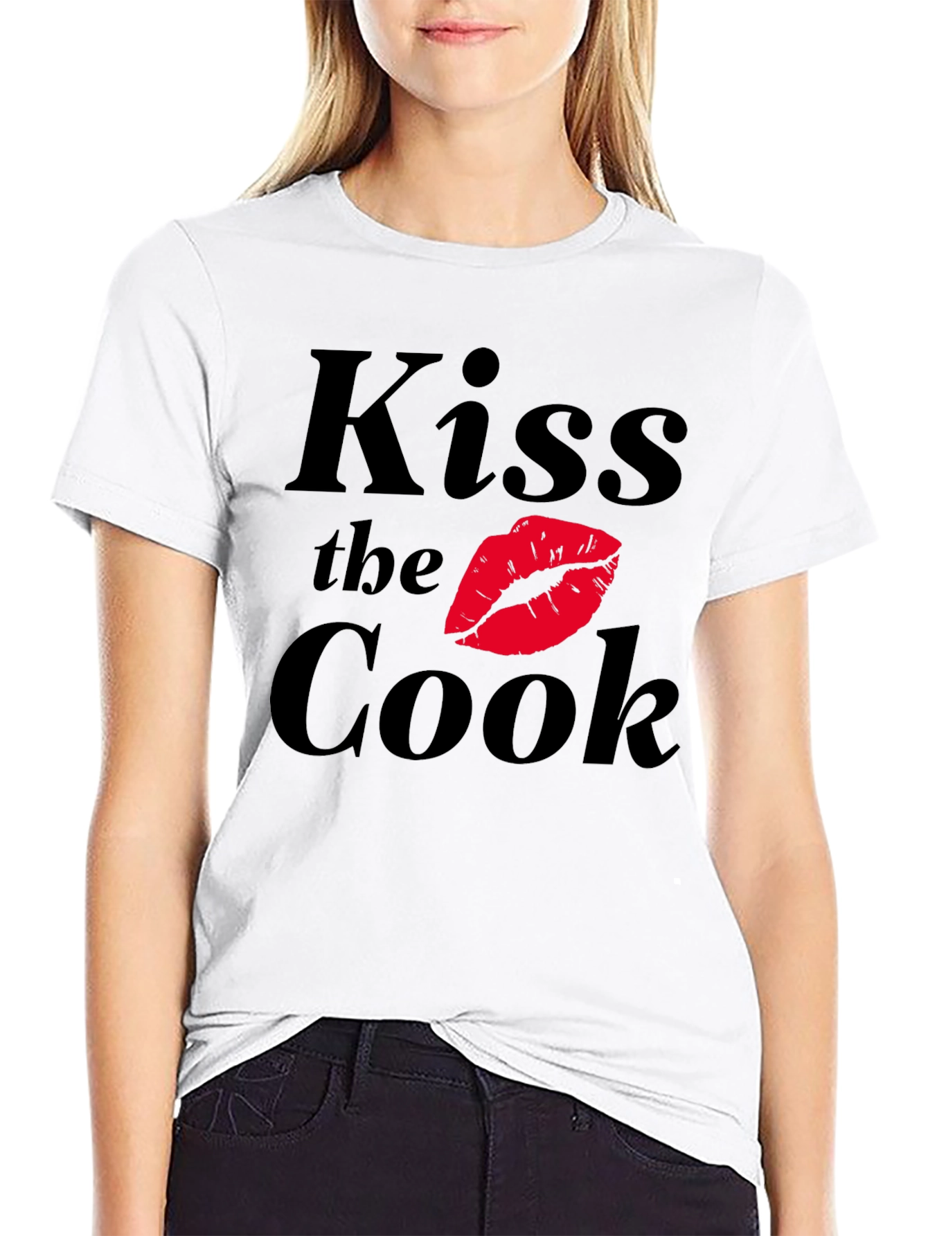 Kiss the Cook Black Graphic T-Shirt