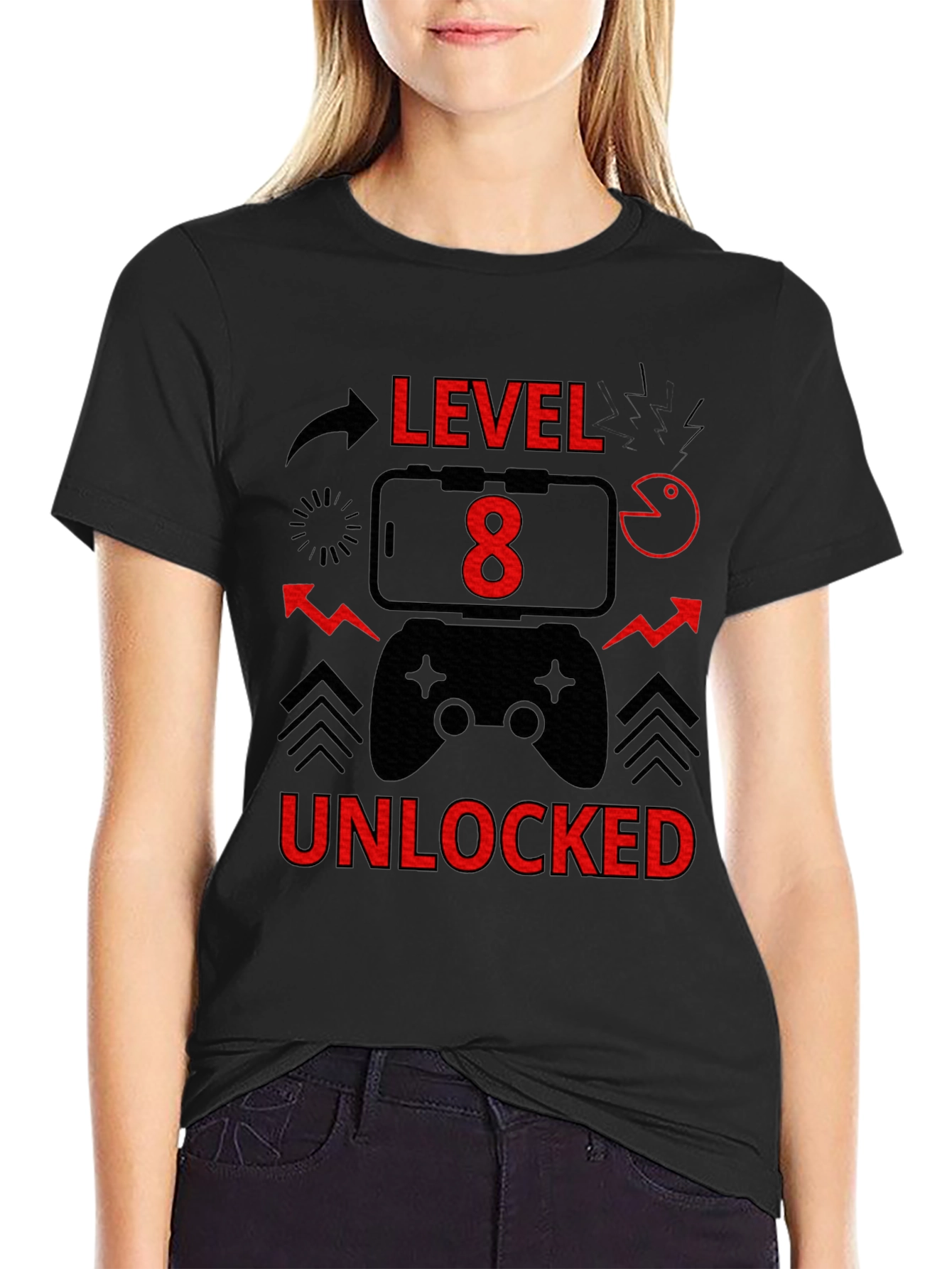 Level 8 Unlocked Gamer T-Shirt - Birthday Gift