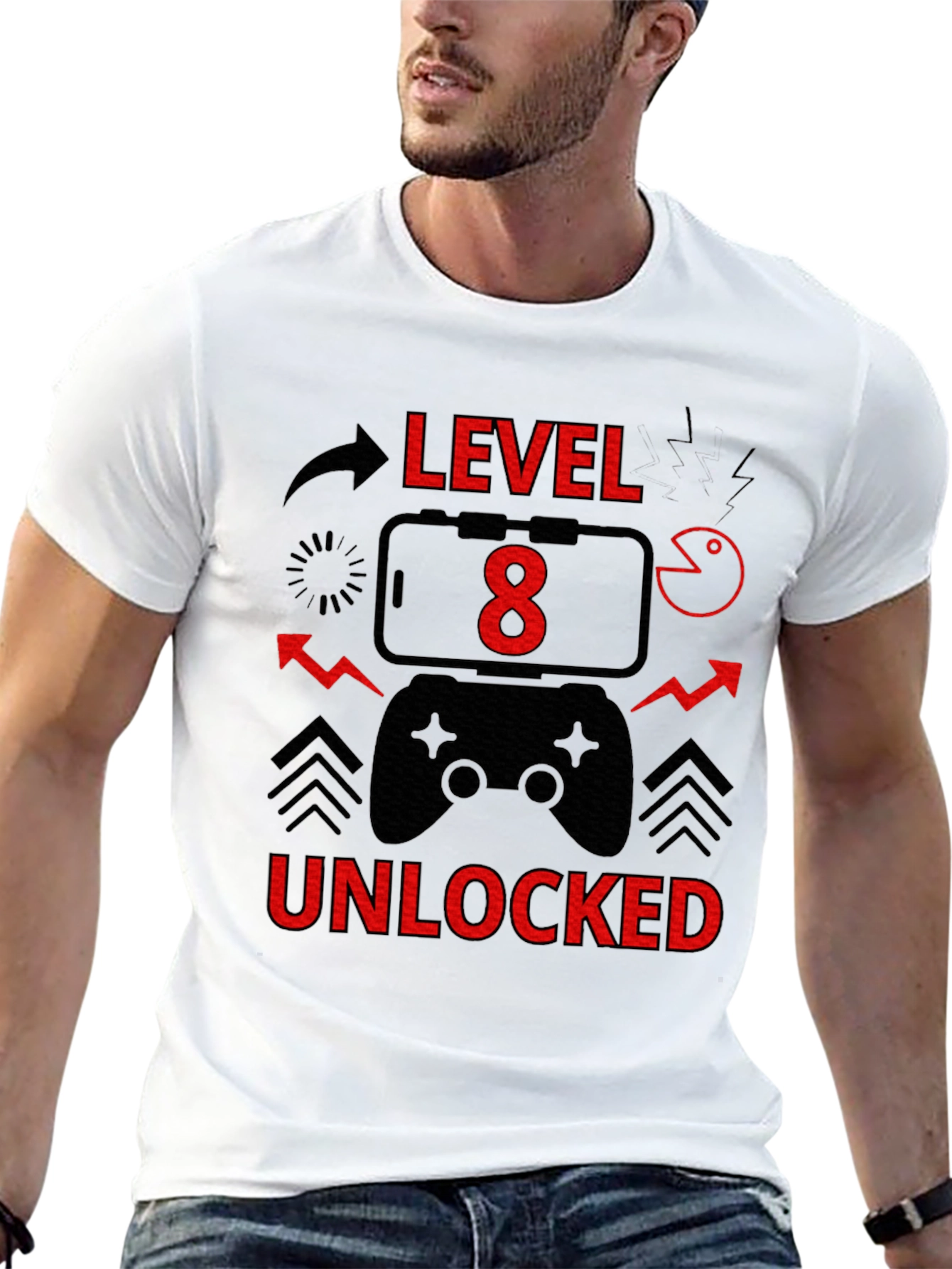 Level 8 Unlocked Gamer T-Shirt - Birthday Gift