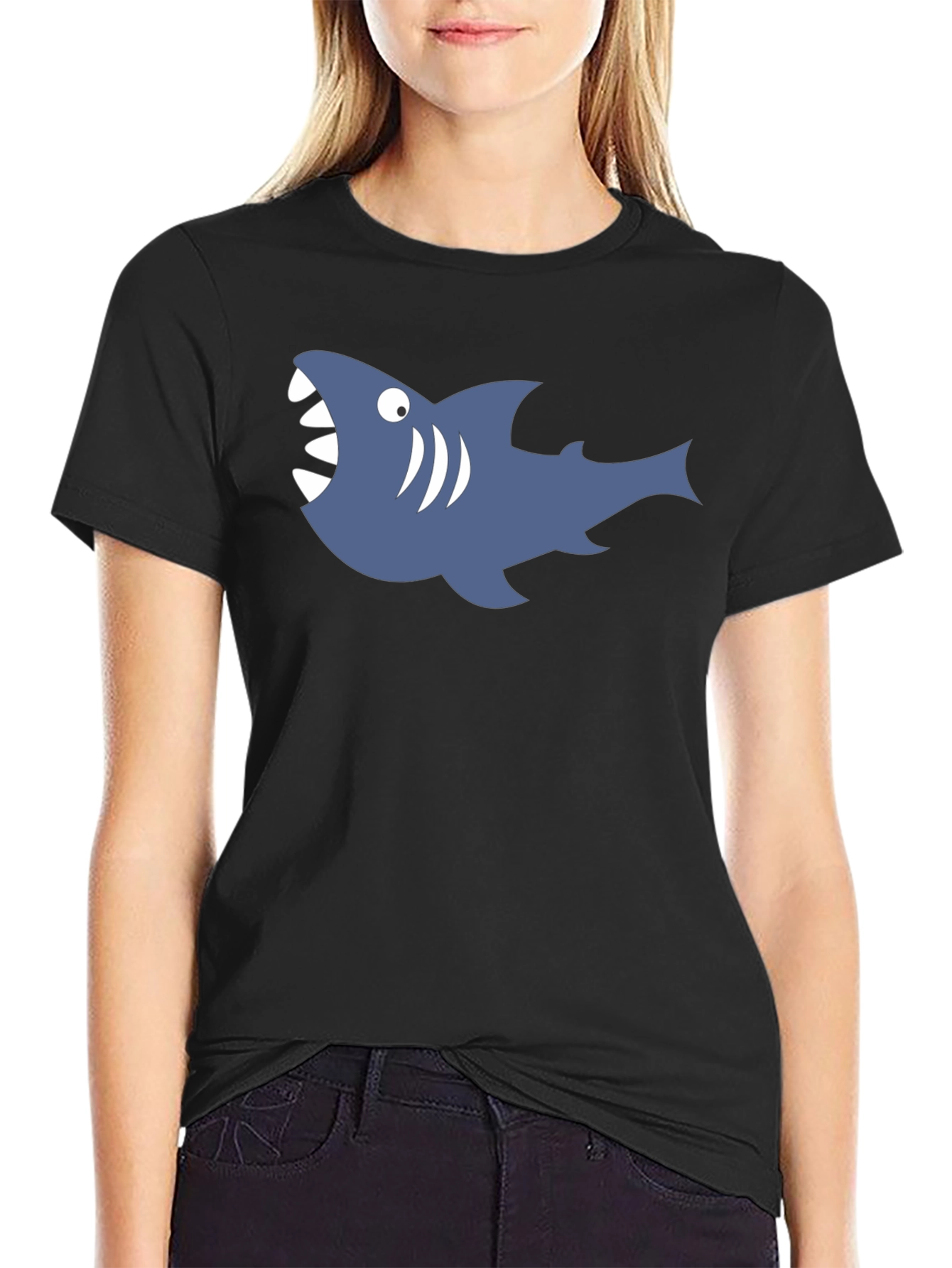 Mens Black Shark Graphic Tee - Casual Comfort