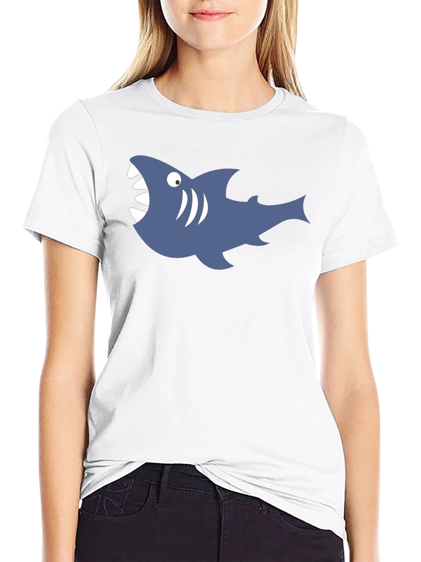 Mens Black Shark Graphic Tee - Casual Comfort