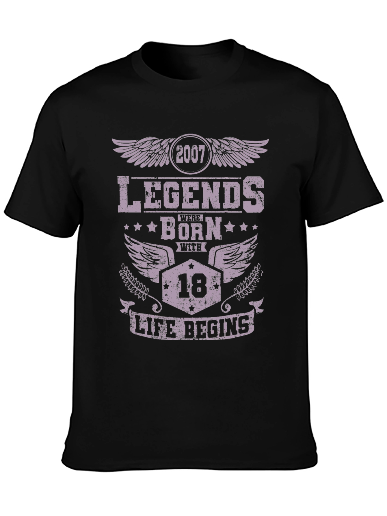 Legends Born in 2007 at 18 Black T-Shirt