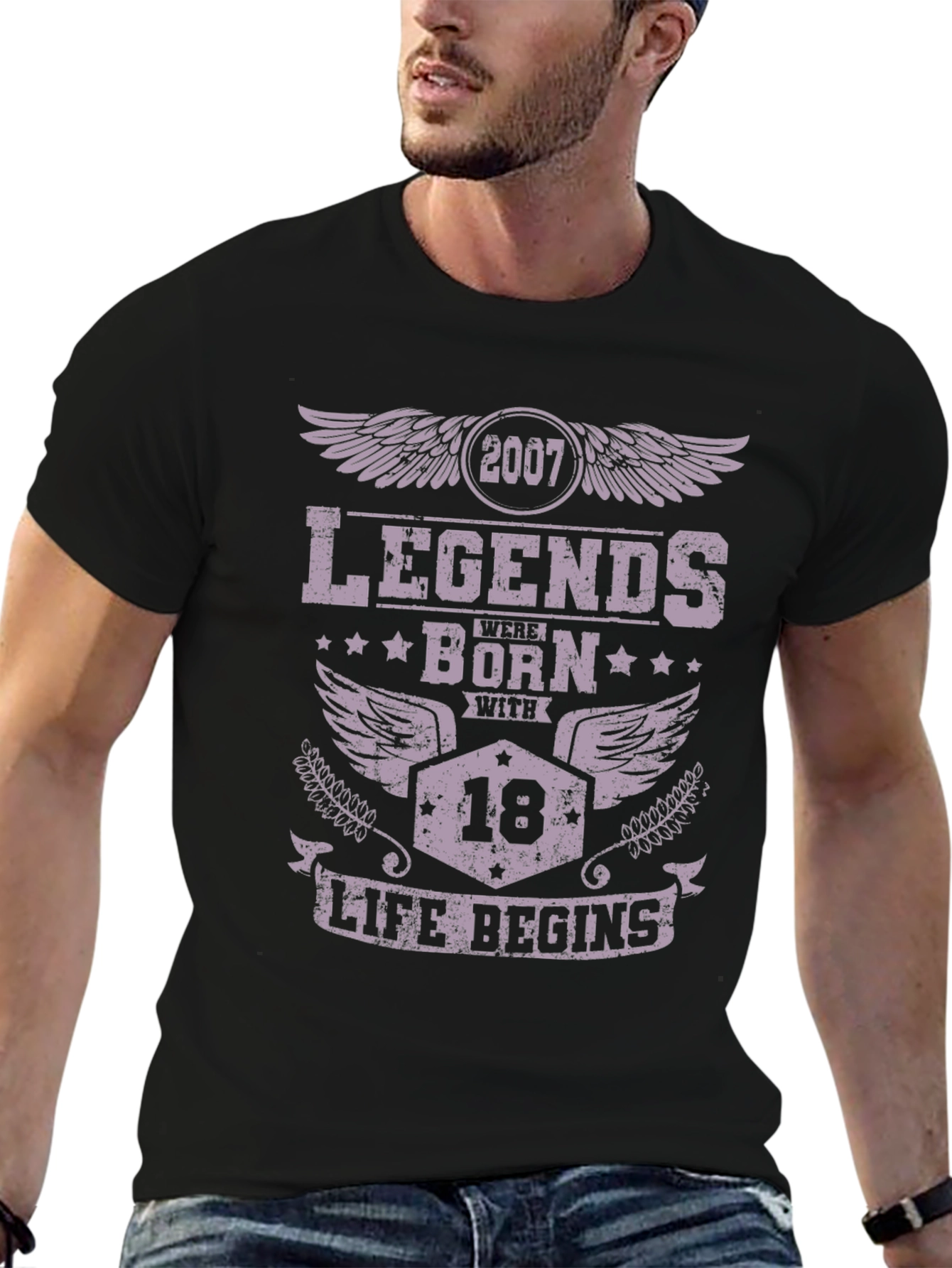 Legends Born in 2007 at 18 Black T-Shirt