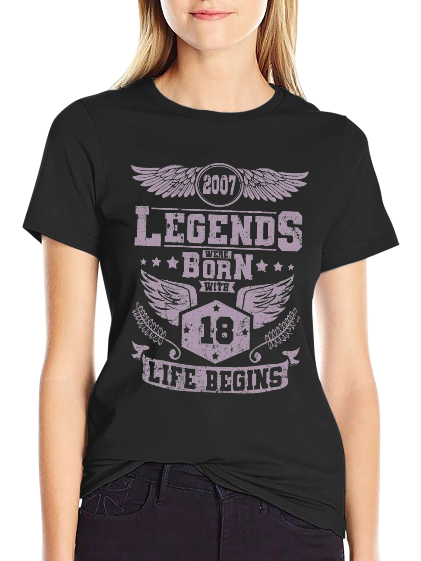 Legends Born in 2007 at 18 Black T-Shirt