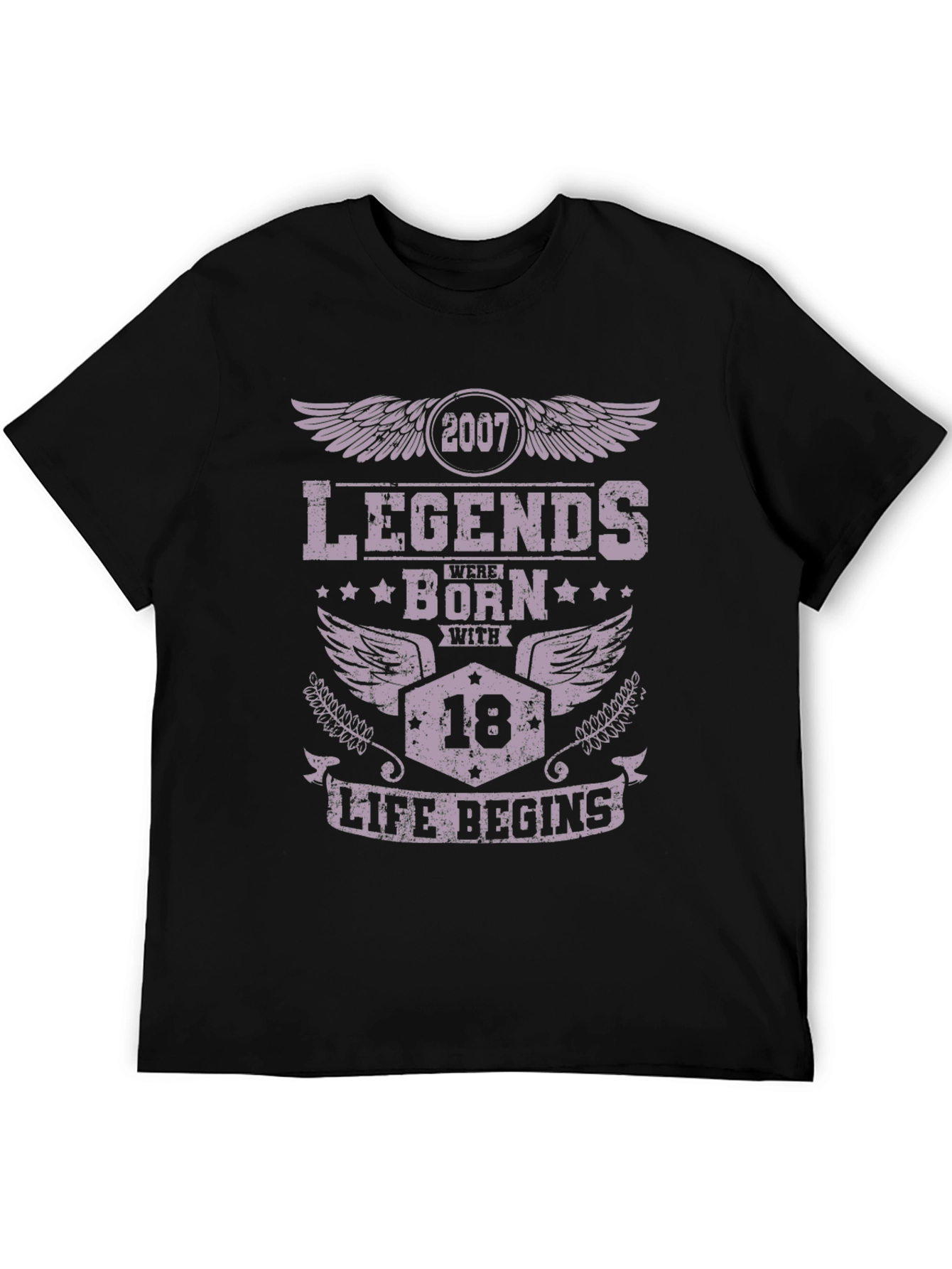 Legends Born in 2007 at 18 Black T-Shirt