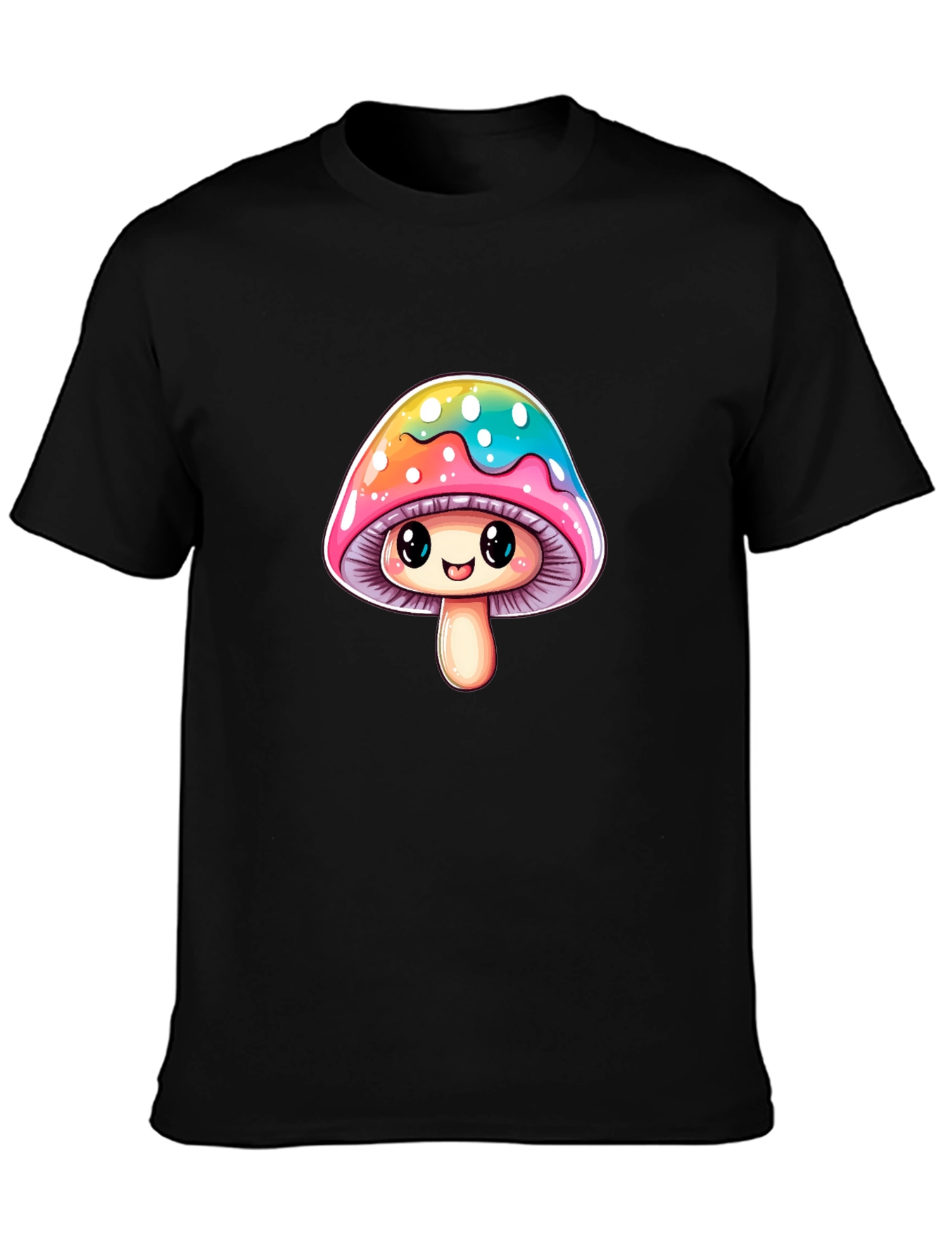 Cute Mushroom Graphic Tee - Unisex Black T-Shirt