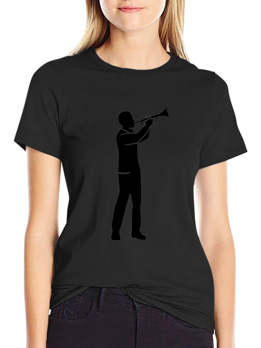 Black Trumpet Player Graphic Tee - Music Lover
