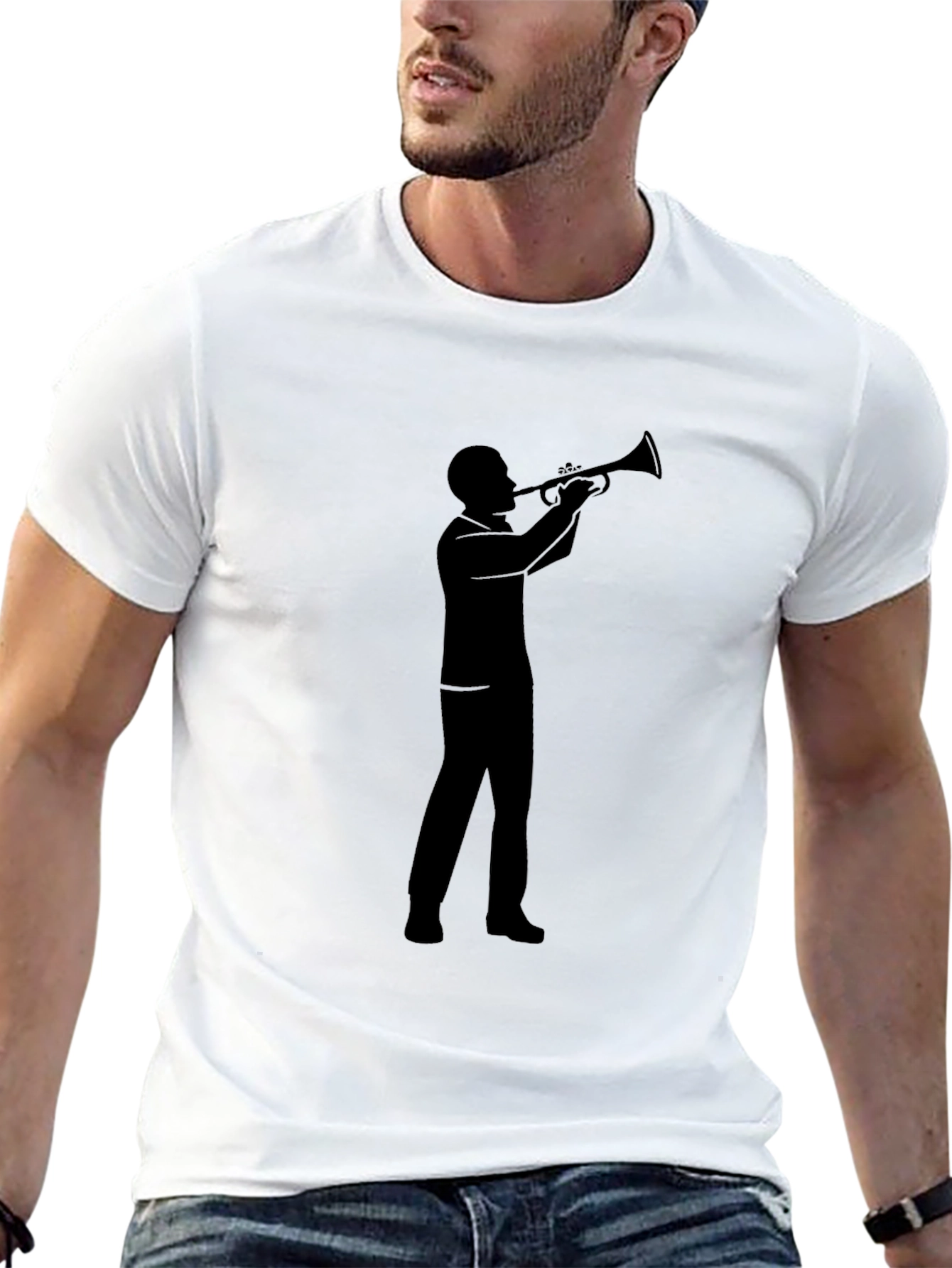 Black Trumpet Player Graphic Tee - Music Lover