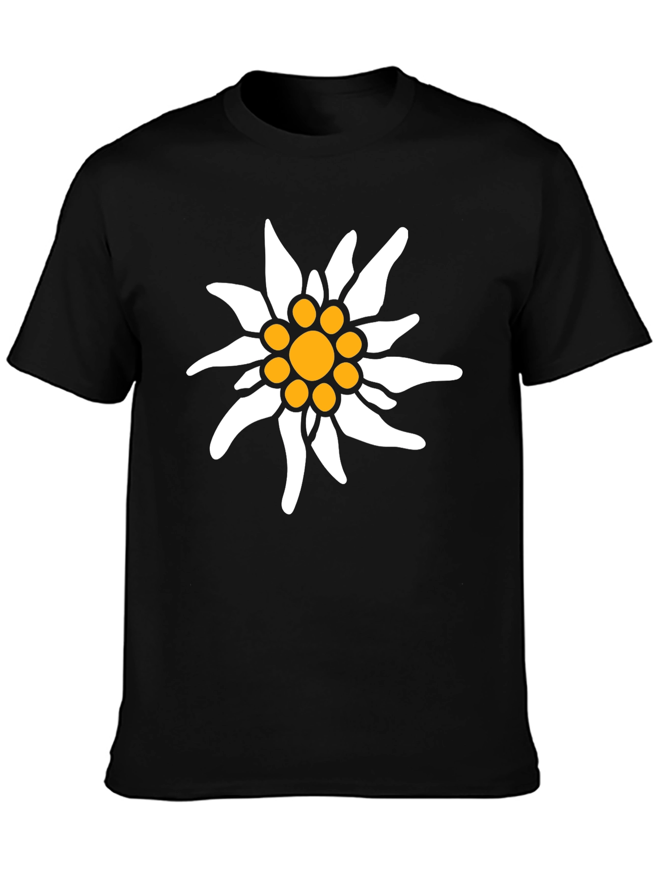 Edelweiss Flower Graphic Tee - Black