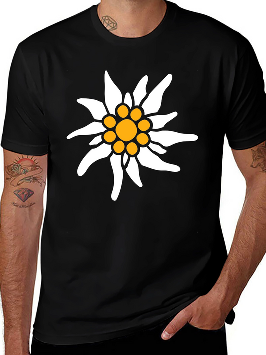 Edelweiss Flower Graphic Tee - Black