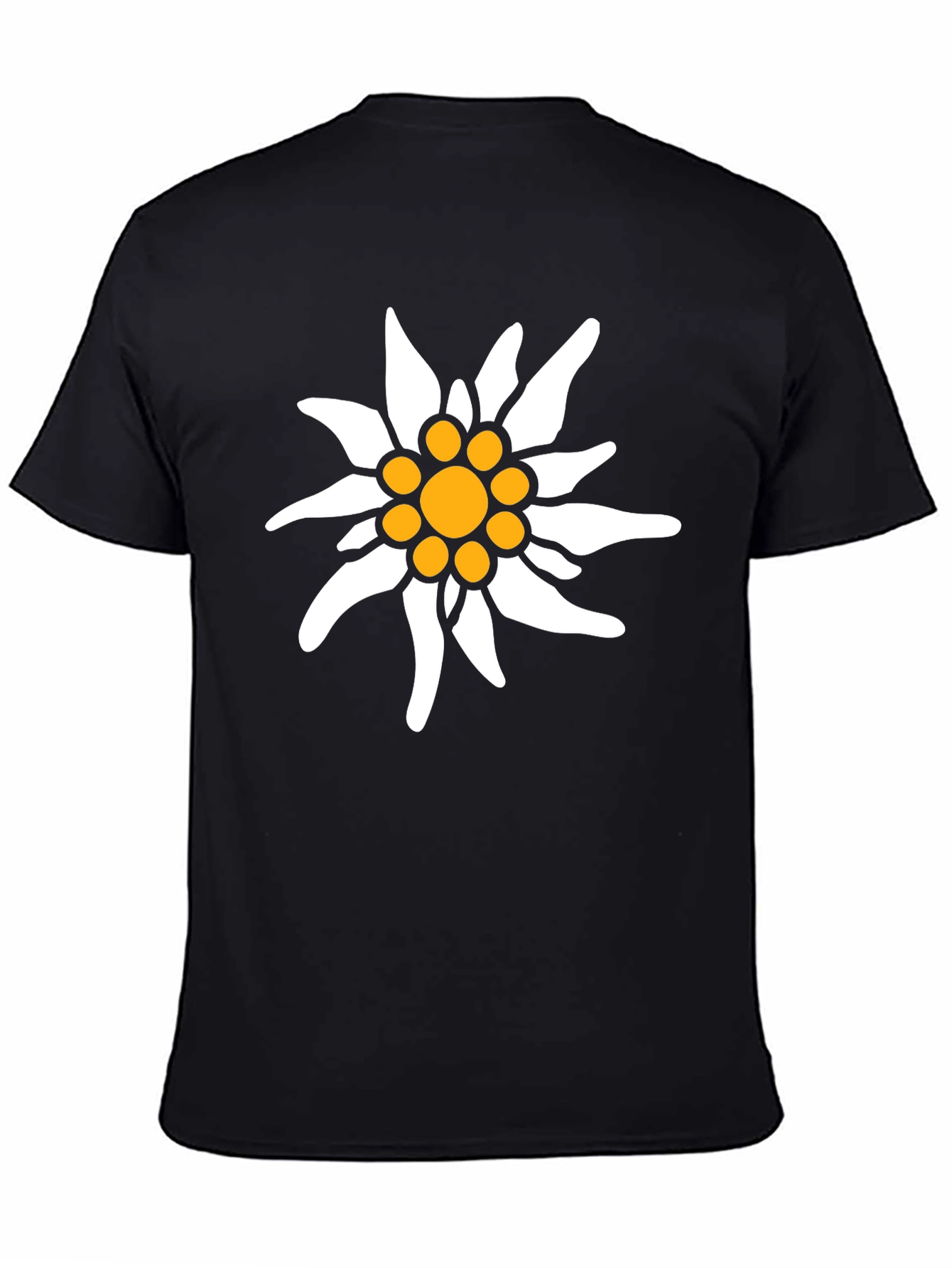Edelweiss Flower Graphic Tee - Black