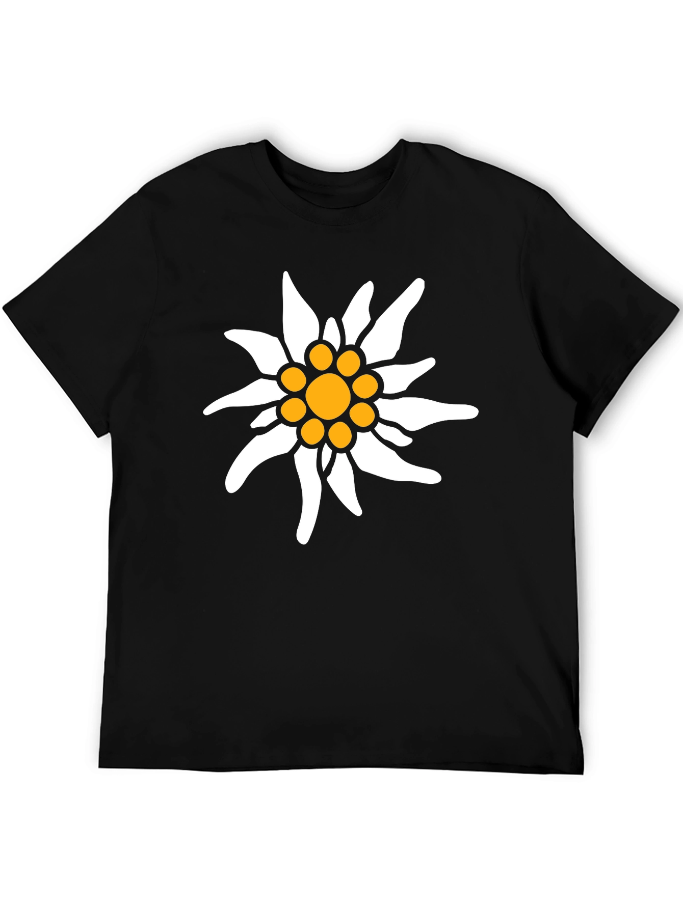 Edelweiss Flower Graphic Tee - Black