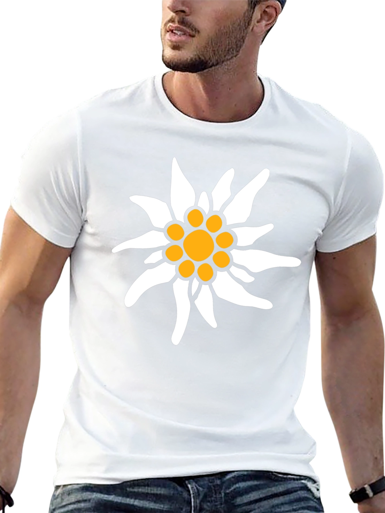 Edelweiss Flower Graphic Tee - Black