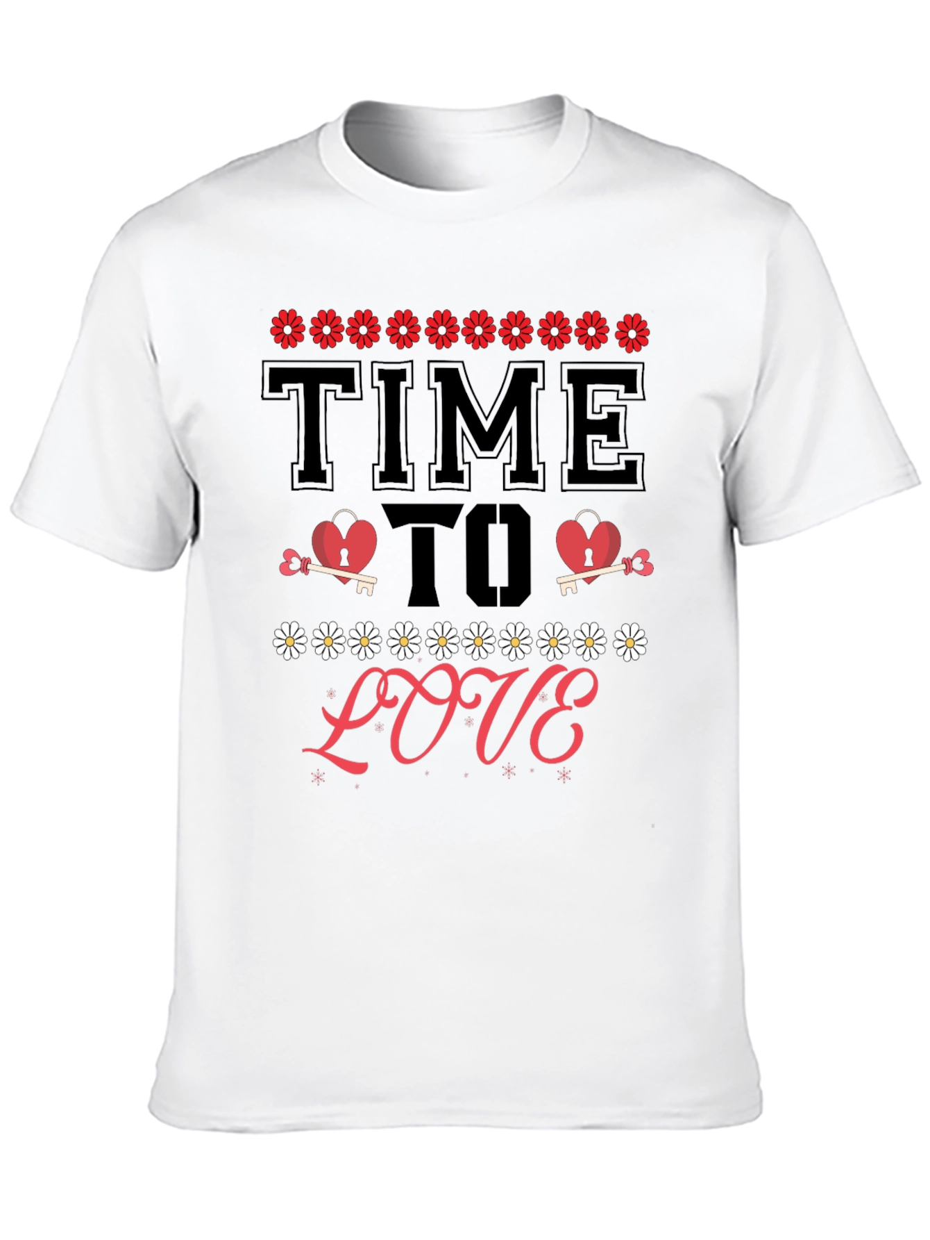 Time to Love T-Shirt - Heart & Key Design