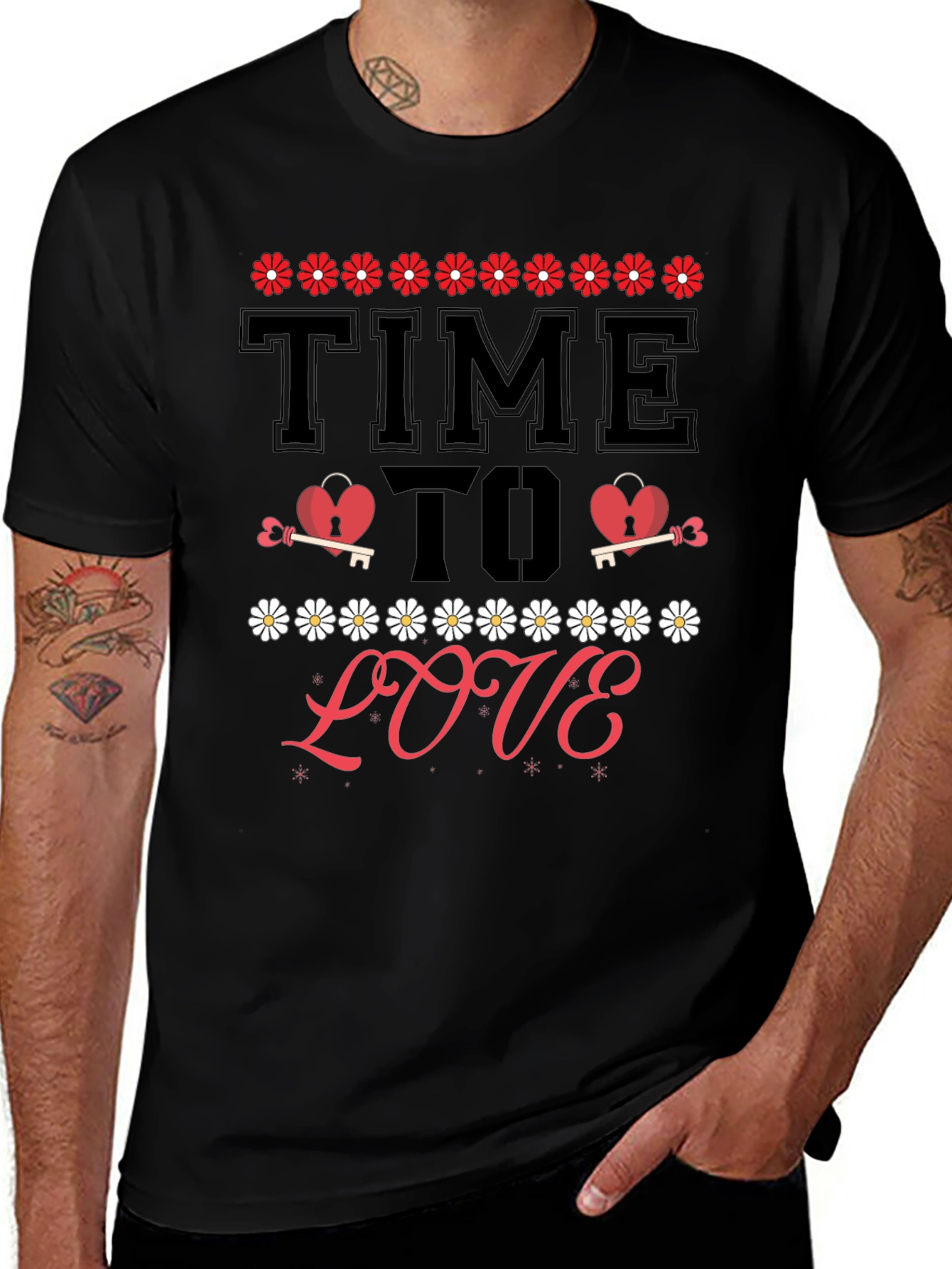 Time to Love T-Shirt - Heart & Key Design