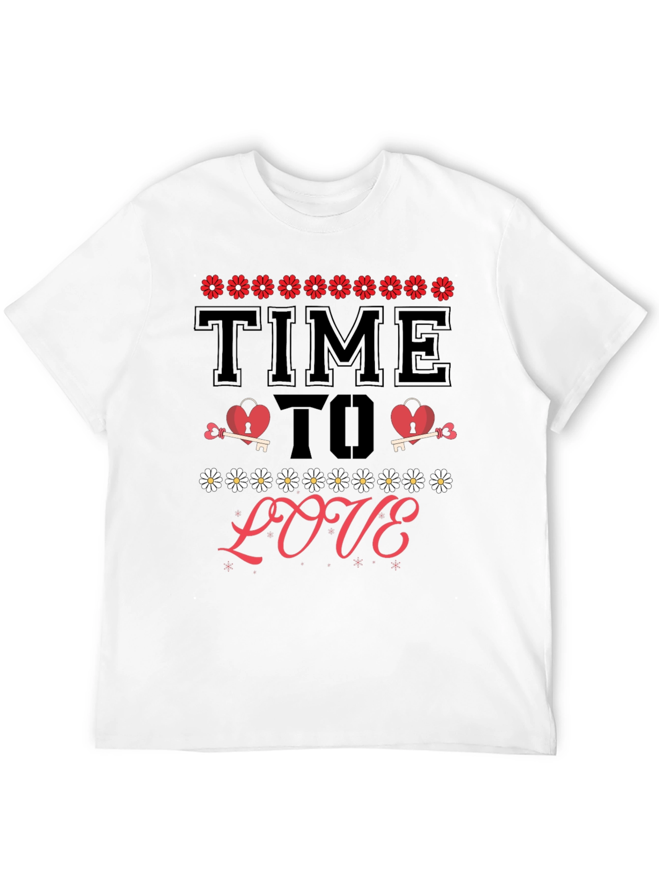 Time to Love T-Shirt - Heart & Key Design
