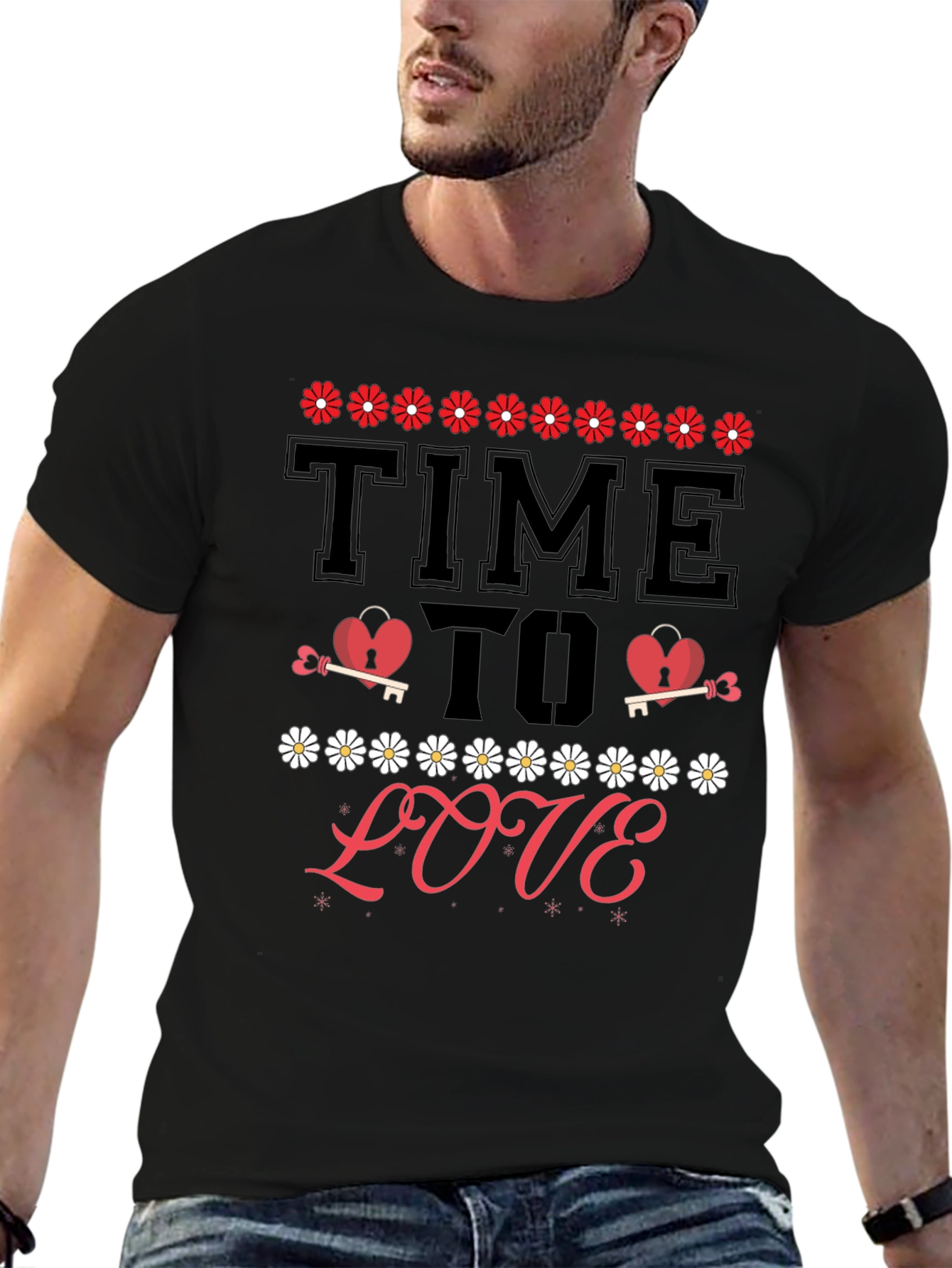 Time to Love T-Shirt - Heart & Key Design