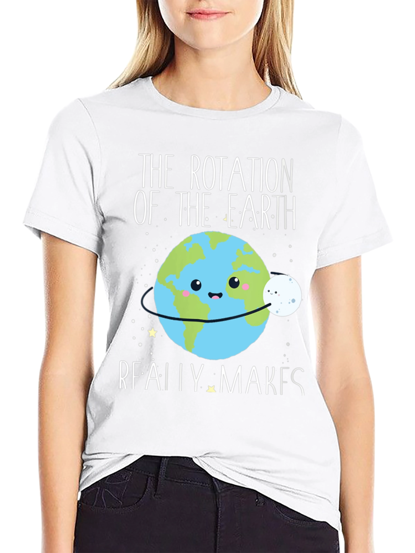 Earth Rotation T-Shirt Funny Cartoon Graphic Tee